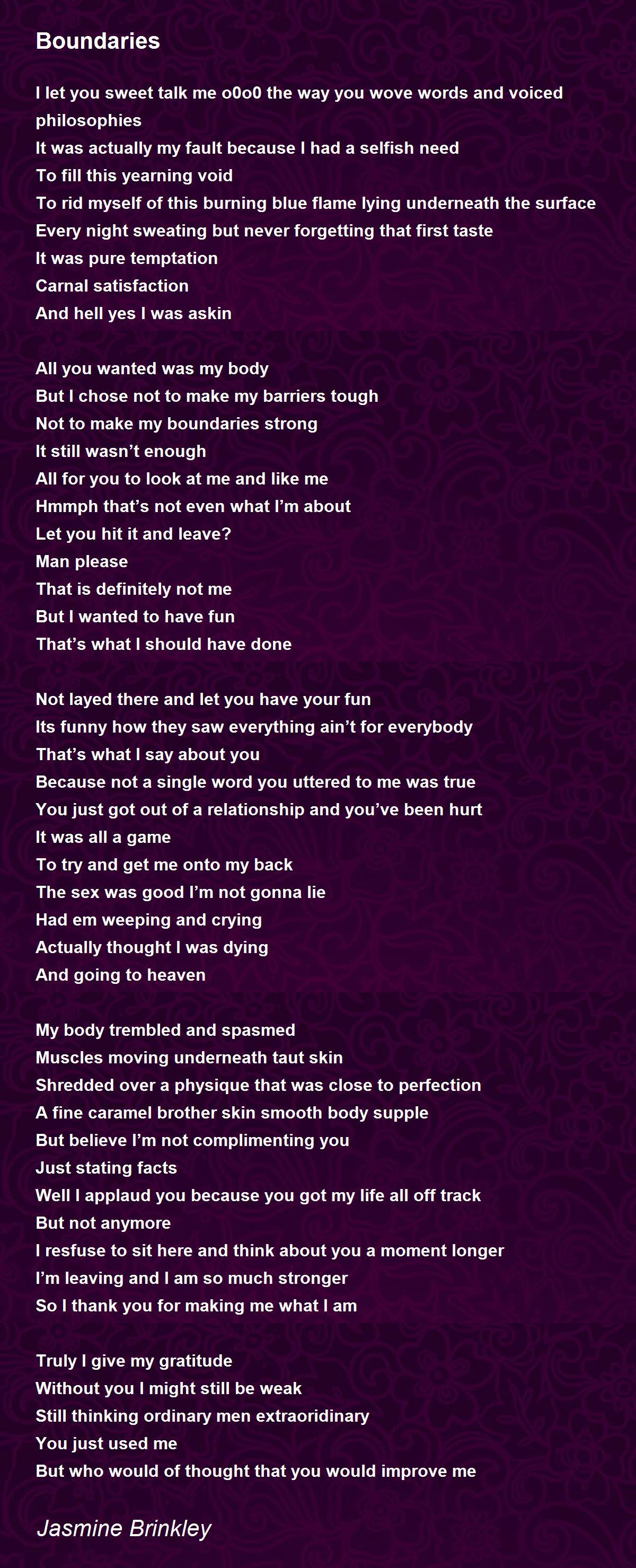 Boundaries Boundaries Poem by Jasmine Brinkley