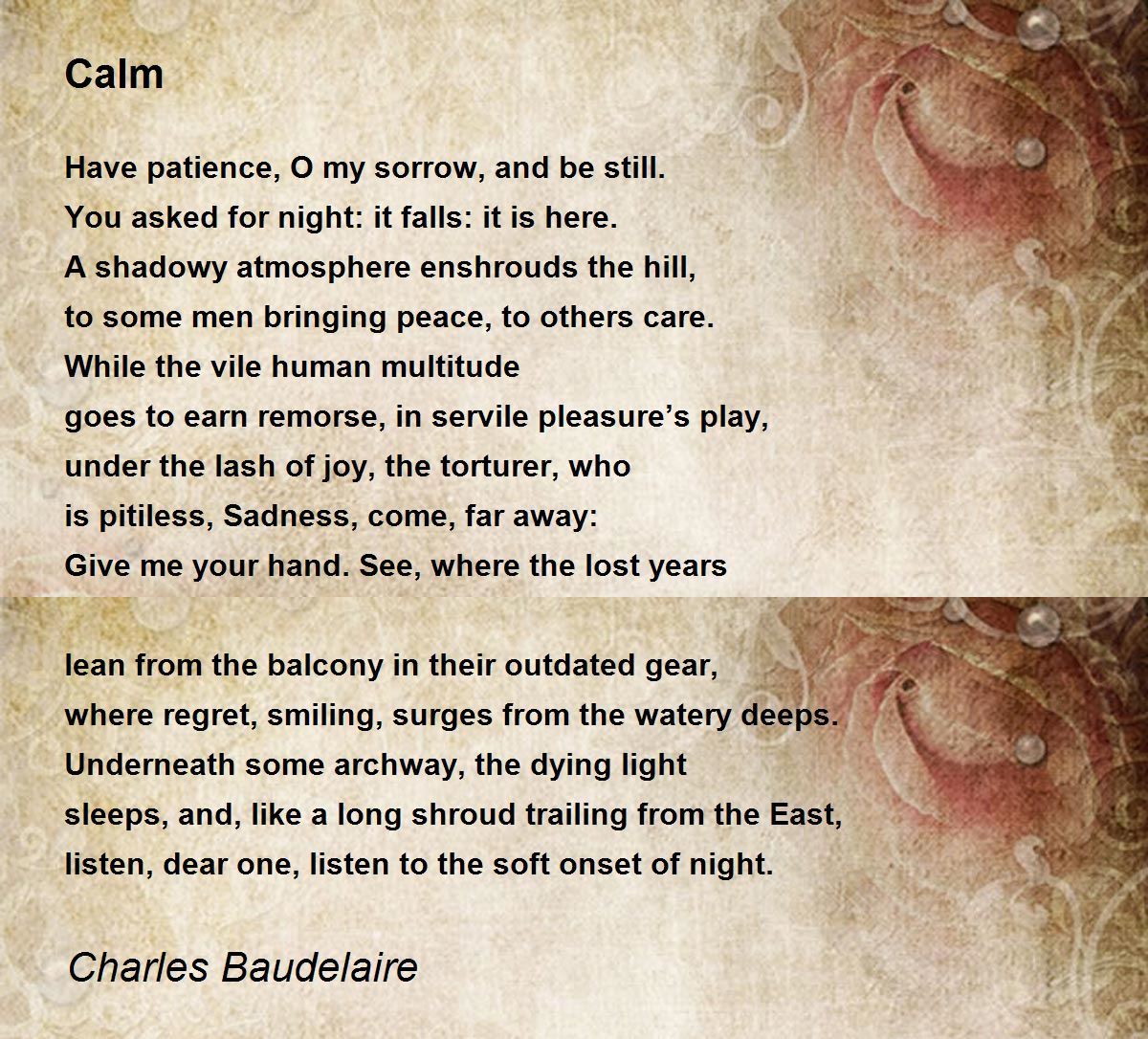 Calm Poem by Charles Baudelaire - Poem Hunter