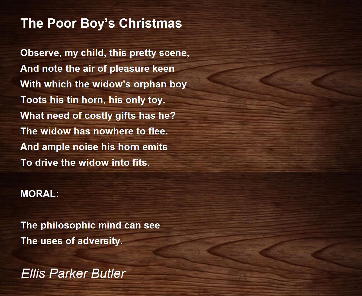 The Poor Boy’s Christmas The Poor Boy’s Christmas Poem by Ellis