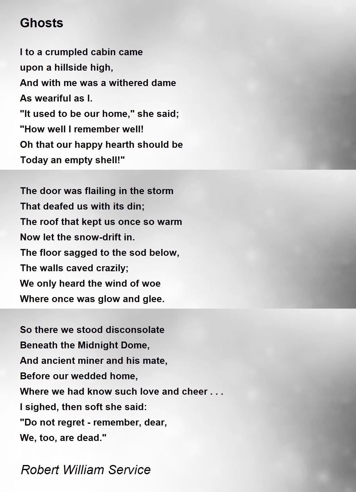 Ghosts Poem by Robert William Service - Poem Hunter