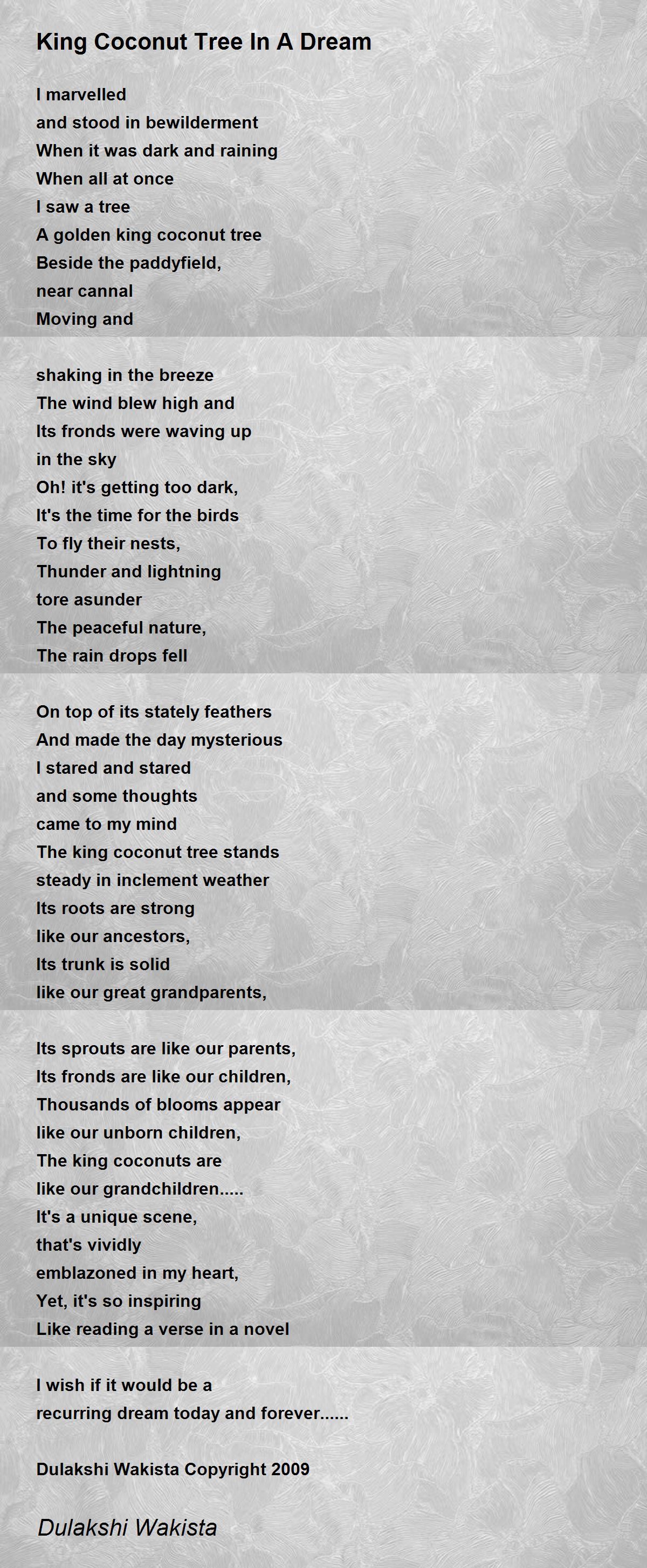 King Coconut Tree In A Dream King Coconut Tree In A Dream Poem by