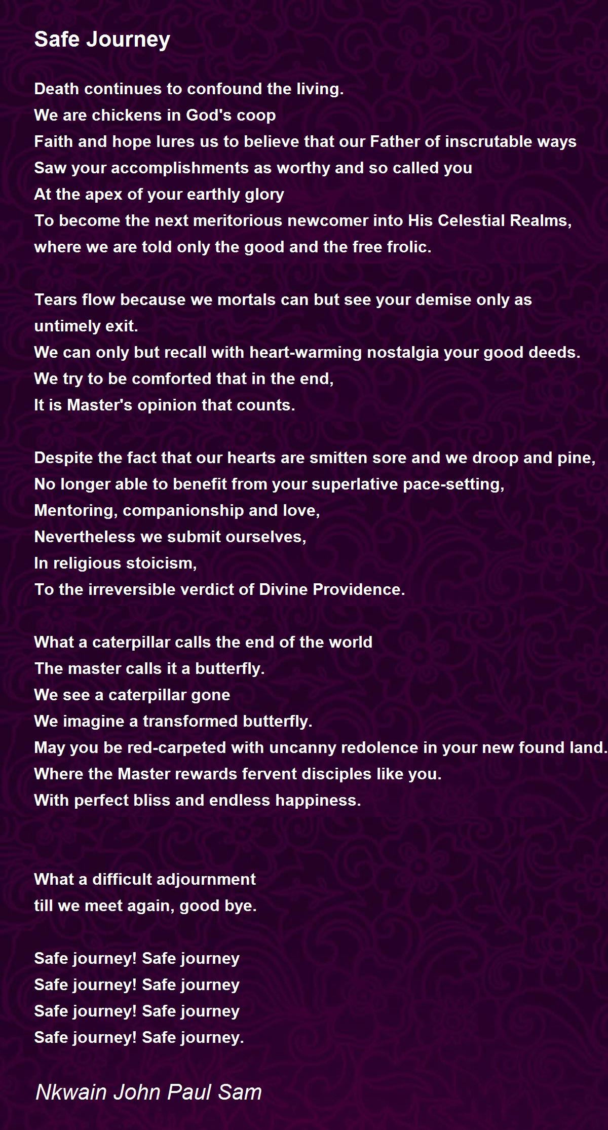 Safe Journey Poem by Nkwain John Paul Sam Poem Hunter