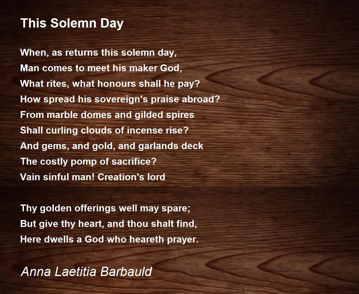 This Solemn Day This Solemn Day Poem by Anna Laetitia Barbauld