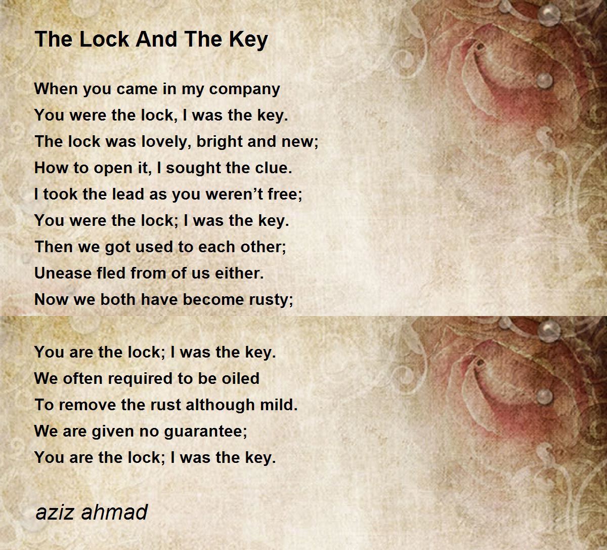 The Lock And The Key The Lock And The Key Poem by aziz ahmad