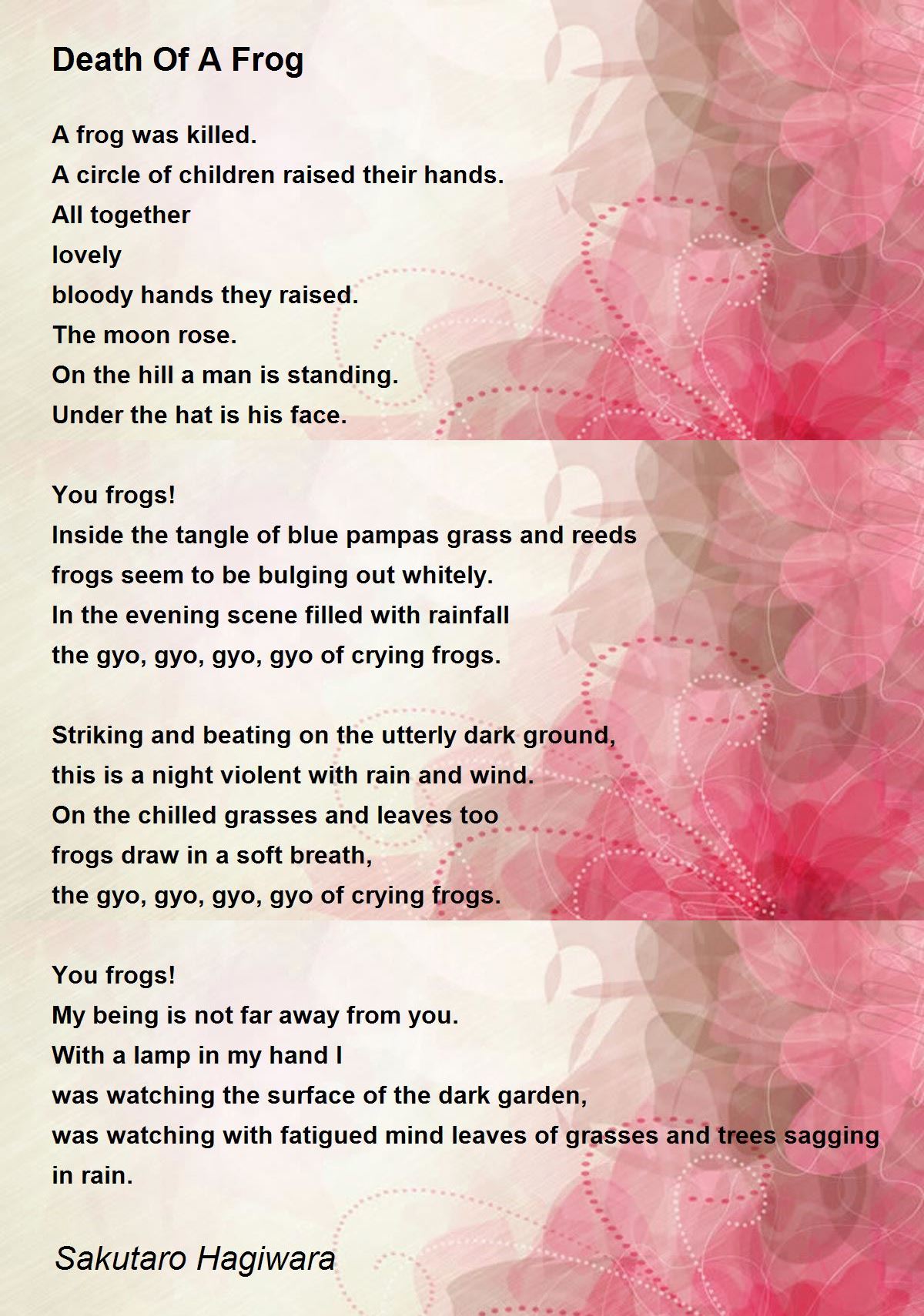 Death Of A Frog Death Of A Frog Poem by Sakutaro Hagiwara