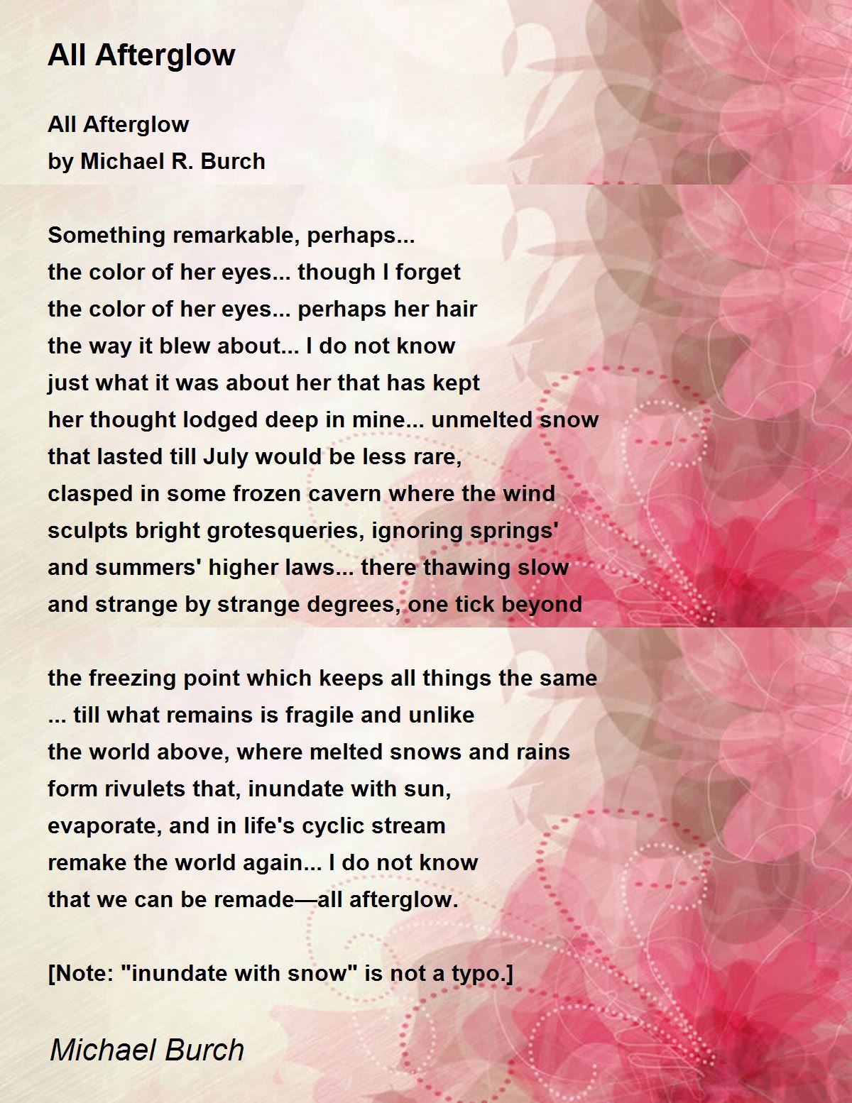 All Afterglow - All Afterglow Poem by Michael Burch