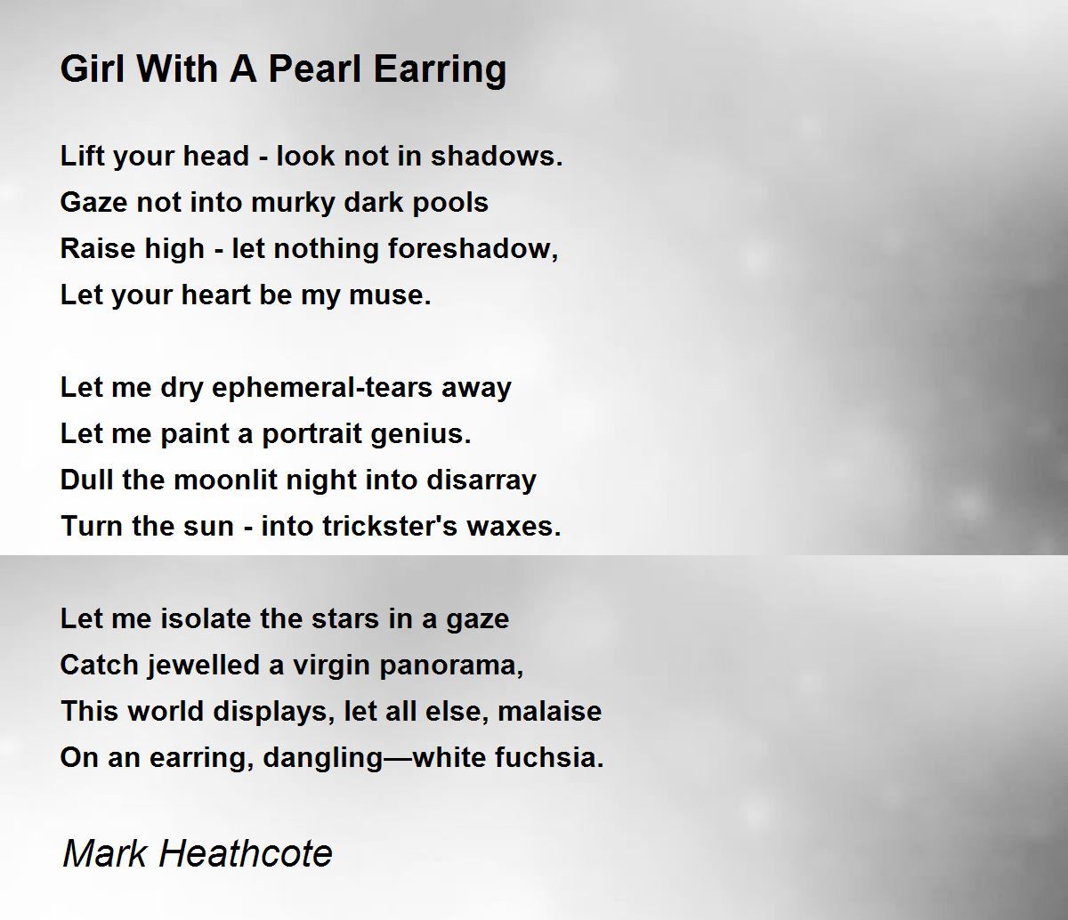 Girl With A Pearl Earring Poem by Mark Heathcote Poem Hunter