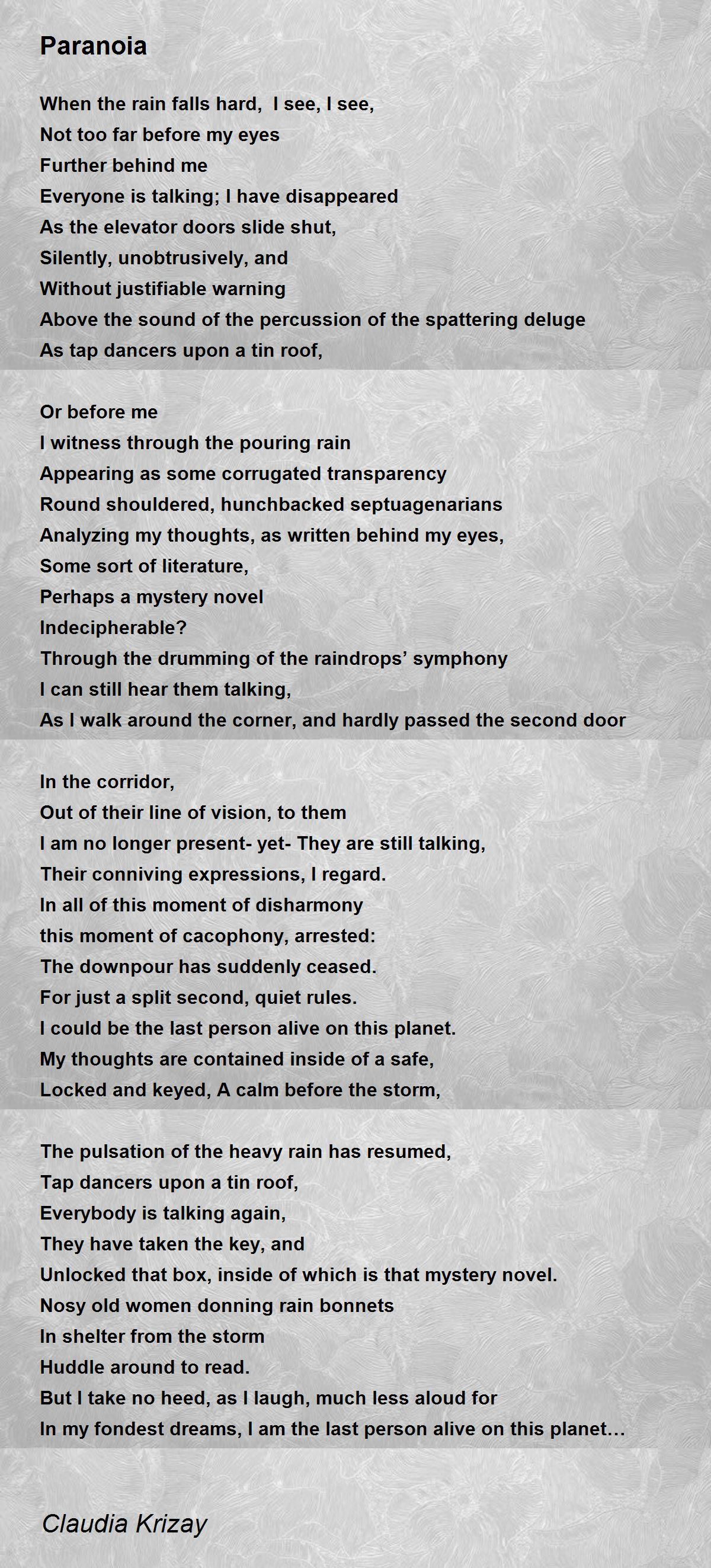 Paranoia Poems - Poems For Paranoia Poems - Poem Hunter