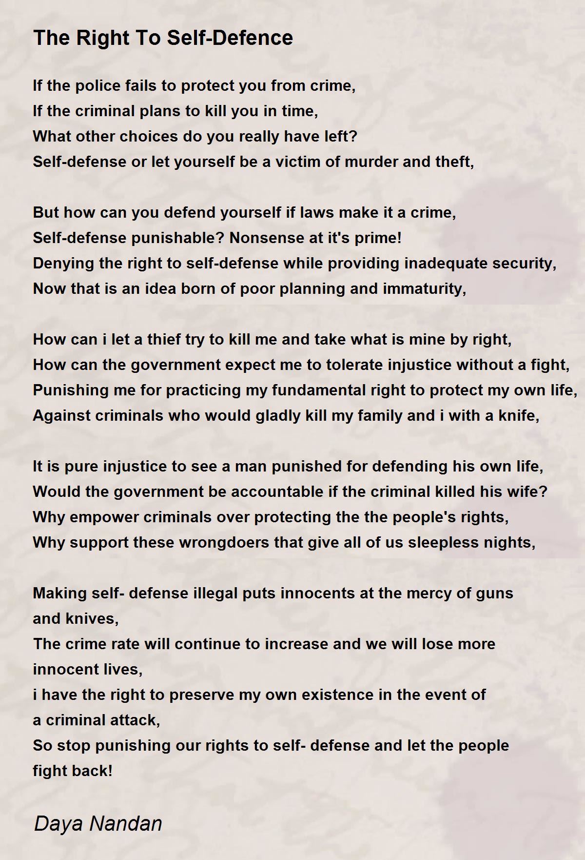 The Right To Self Defence The Right To Self Defence Poem By Daya Nandan the-right-to-self-defence-the-right-to-self-defence-poem-by-daya-nandan