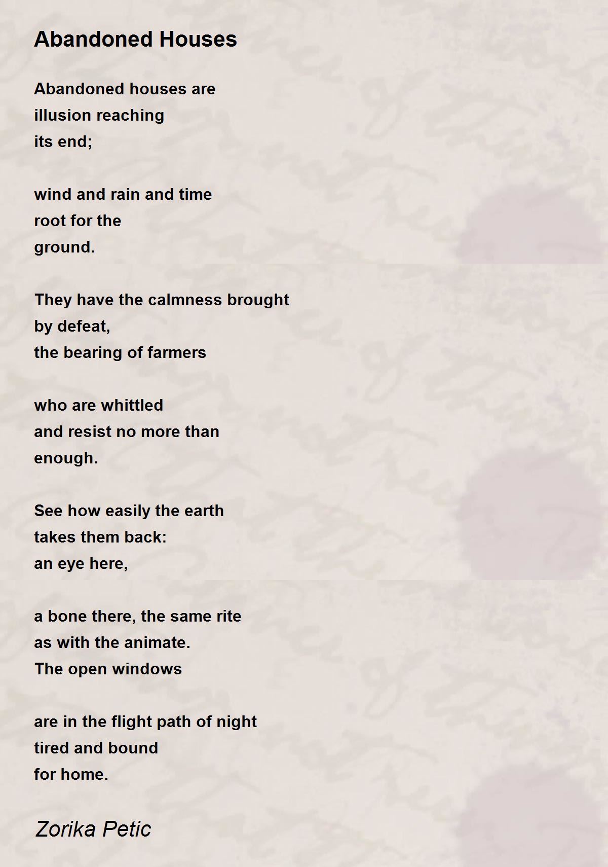 Abandoned Houses Poem by Zorika Petic Poem Hunter