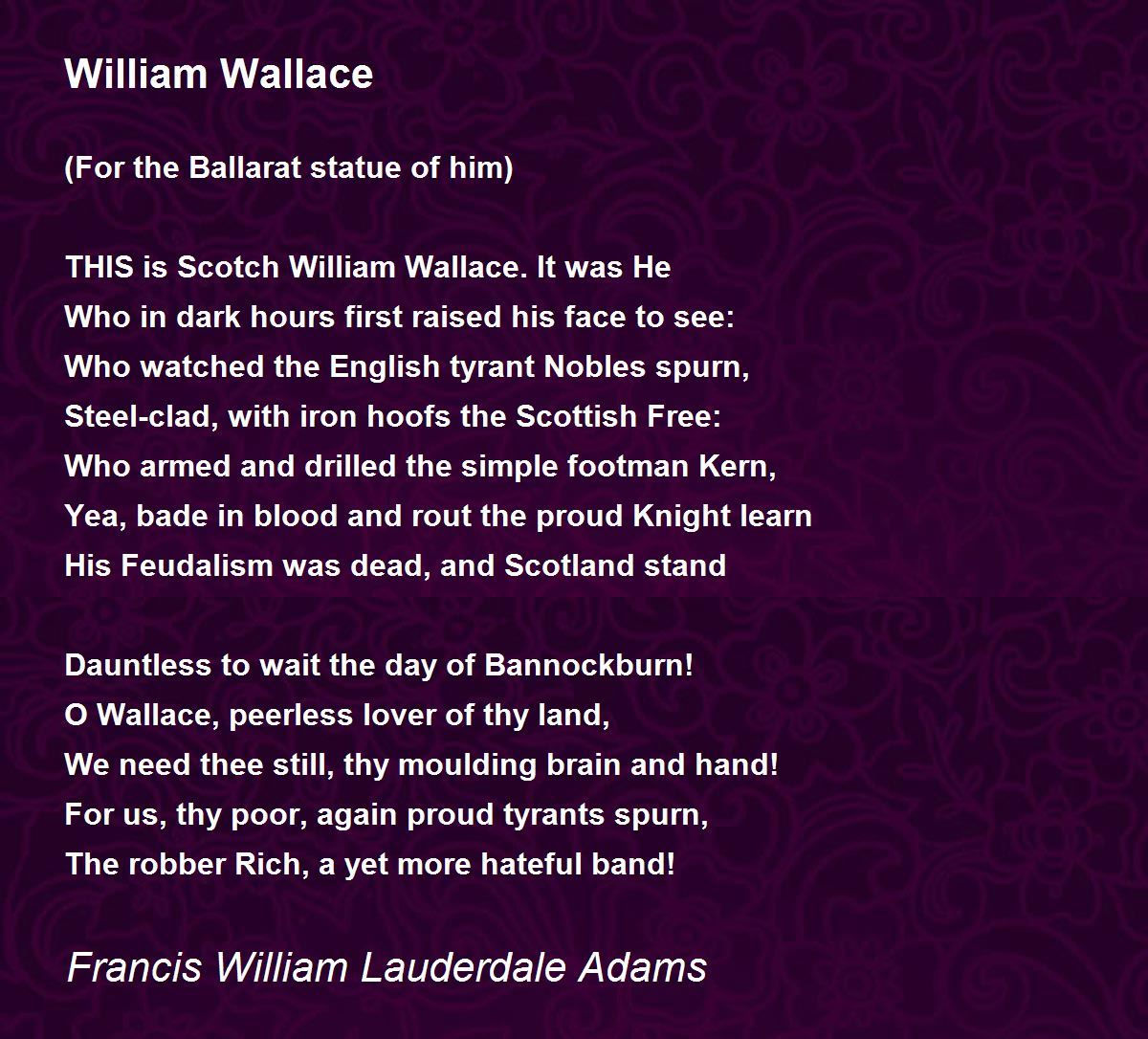 William Wallace Poem by Francis William Lauderdale Adams 