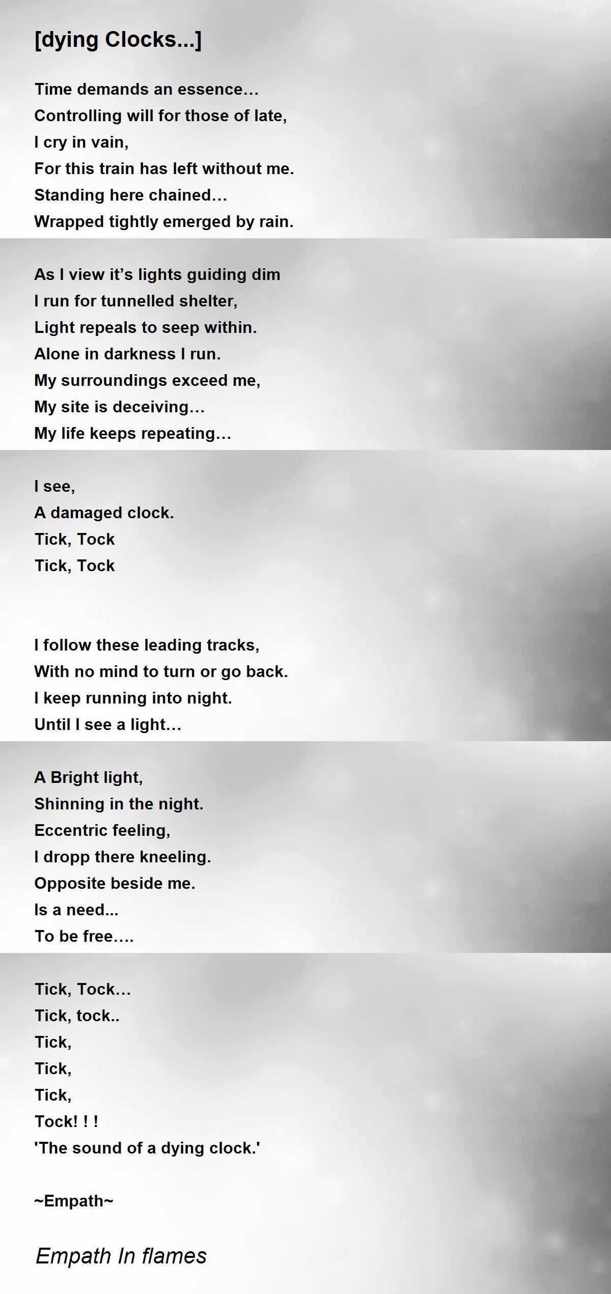 [dying Clocks...] by Empath In flames [dying Clocks...] Poem