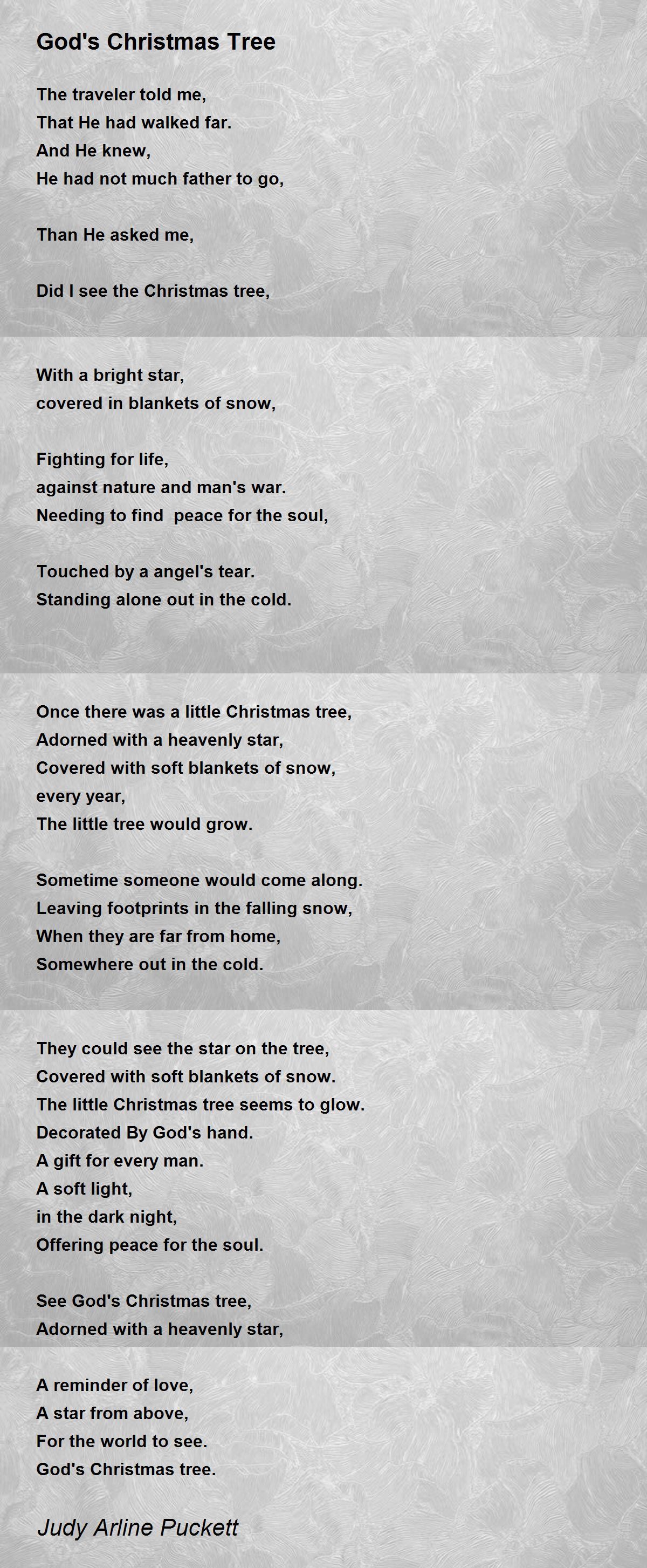 God's Christmas Tree God's Christmas Tree Poem by Judy Arline Puckett