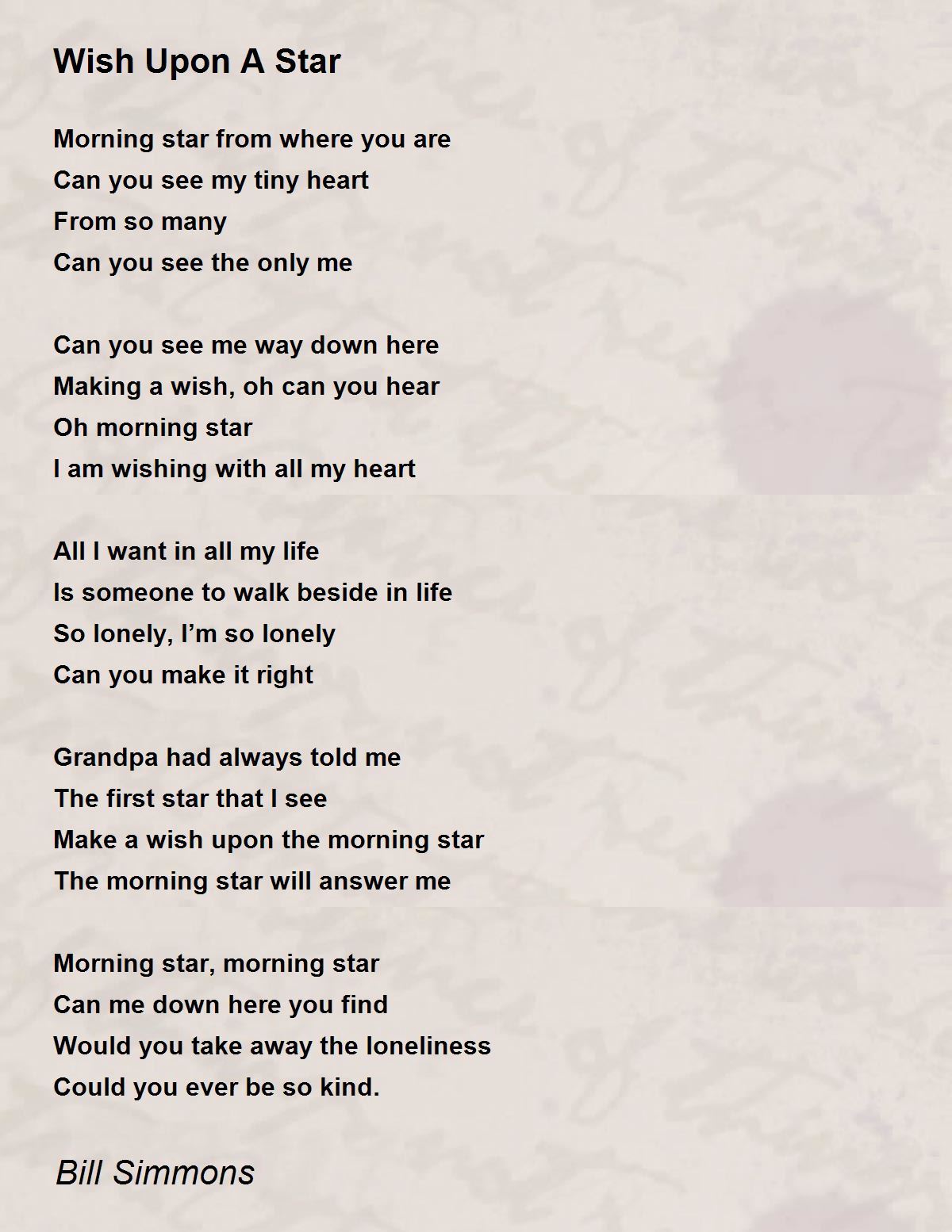 A wish star poem upon Wish upon