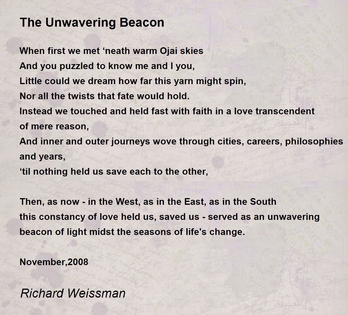 The Unwavering Beacon Poem by Richard Weissman Poem Hunter