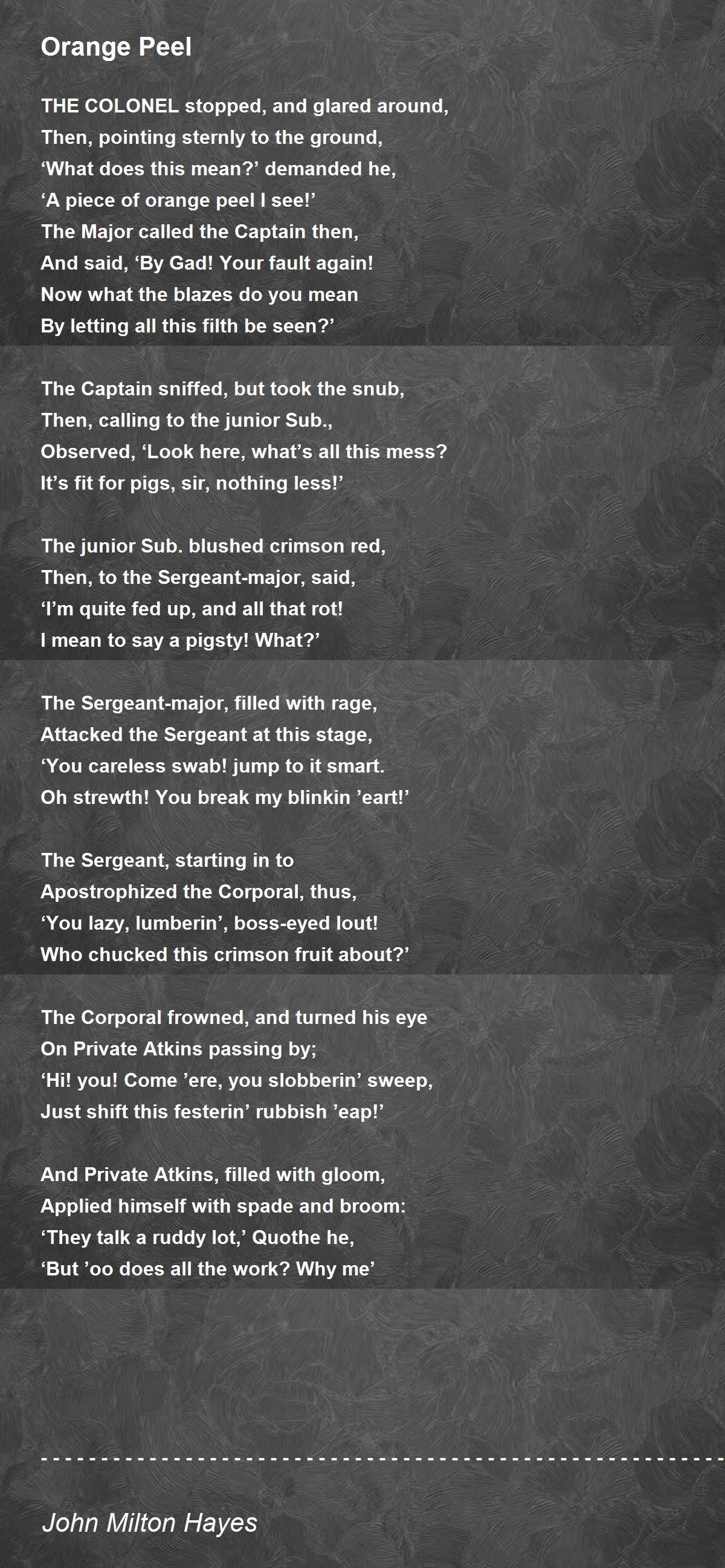 Orange Peel Orange Peel Poem by John Milton Hayes