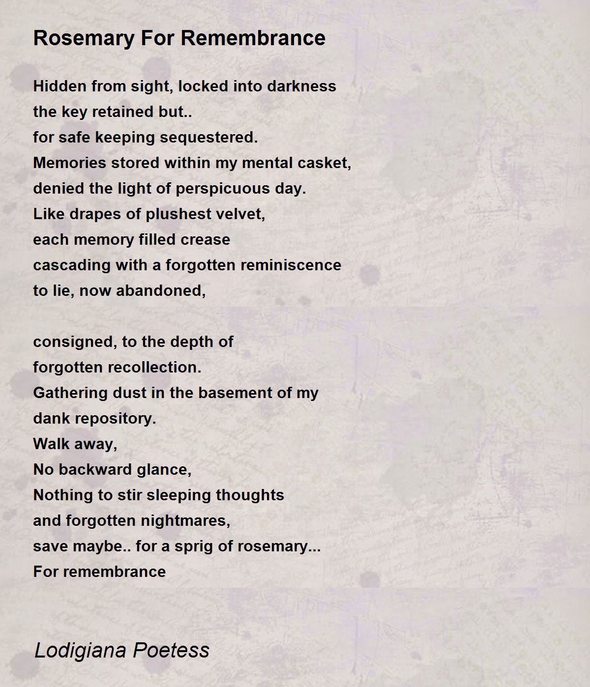 Rosemary For Remembrance Rosemary For Remembrance Poem by Lodigiana