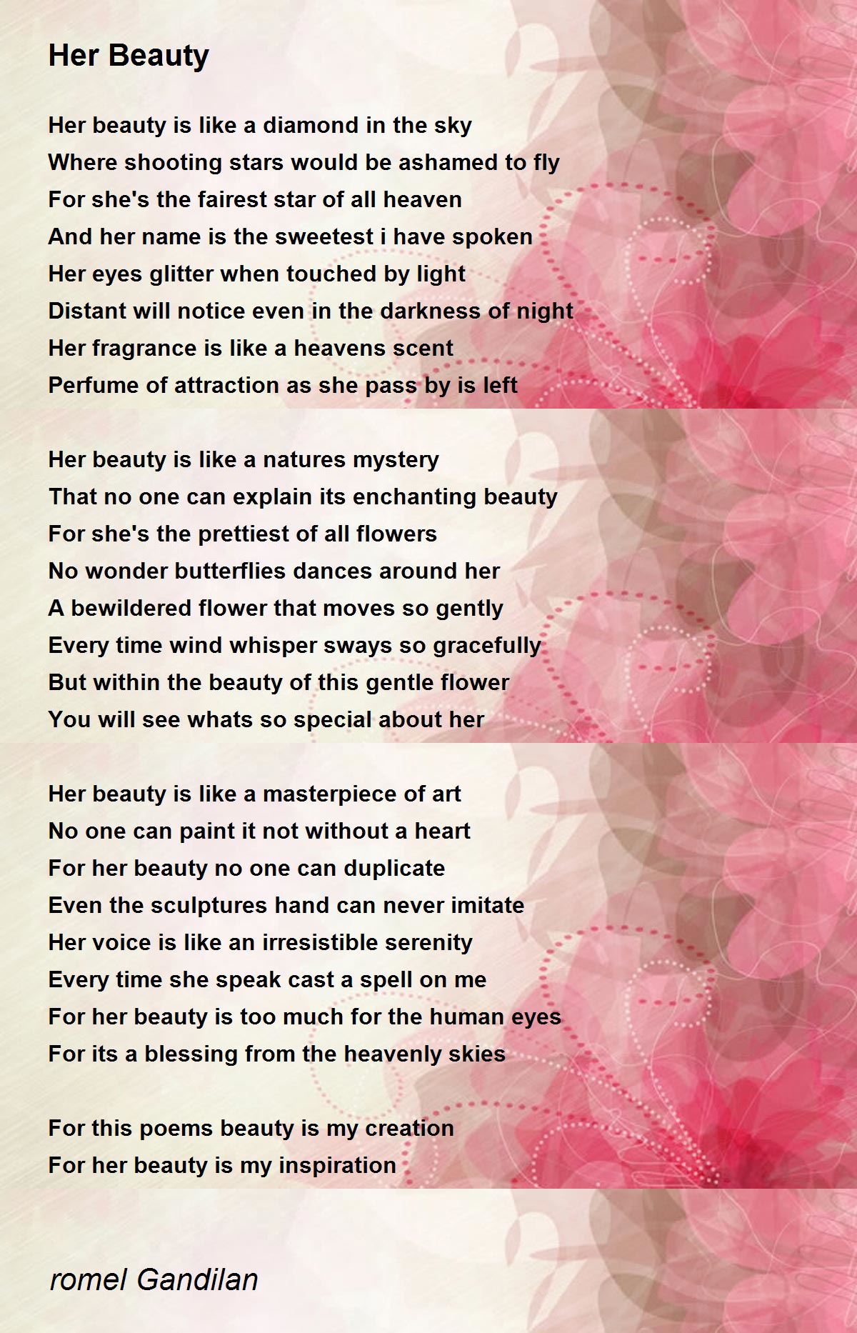 Her Beauty - Her Beauty Poem by romel Gandilan.