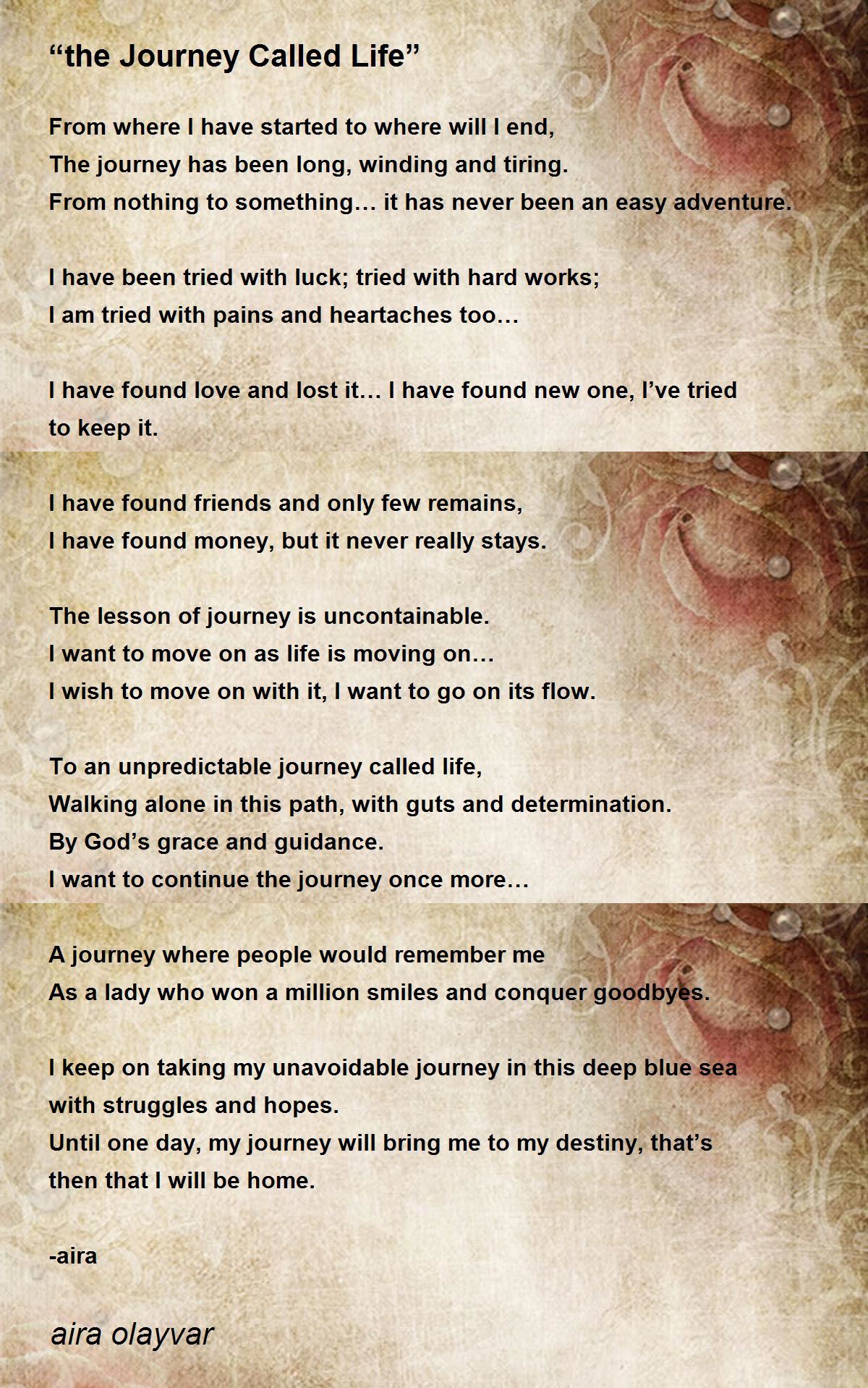 poem on journey of life
