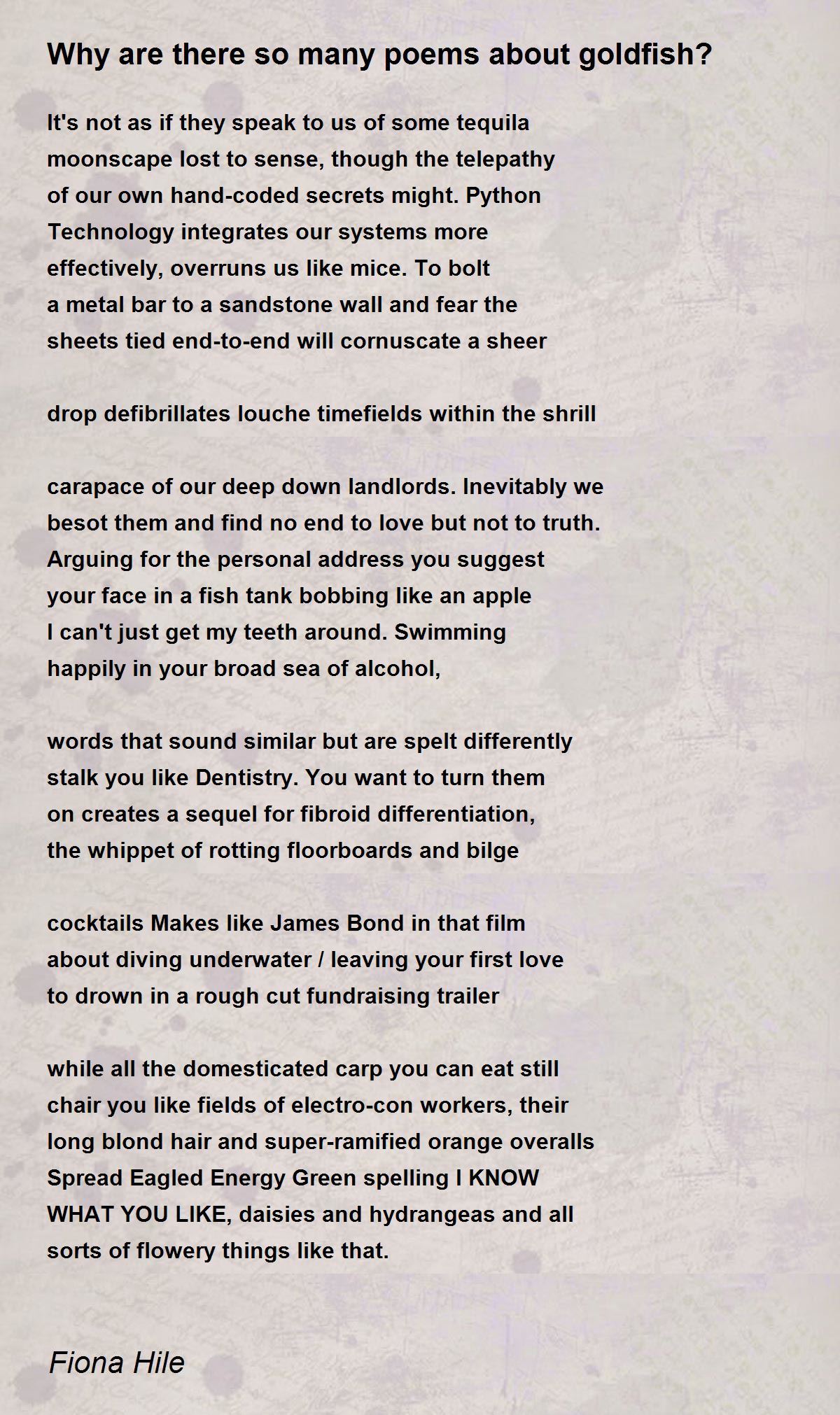 Why are there so many poems about goldfish? - Why are there so many