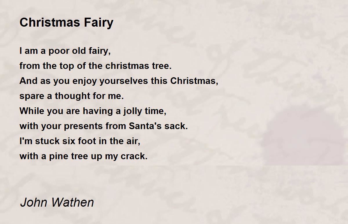 Christmas Fairy Poem by John Wathen Poem Hunter