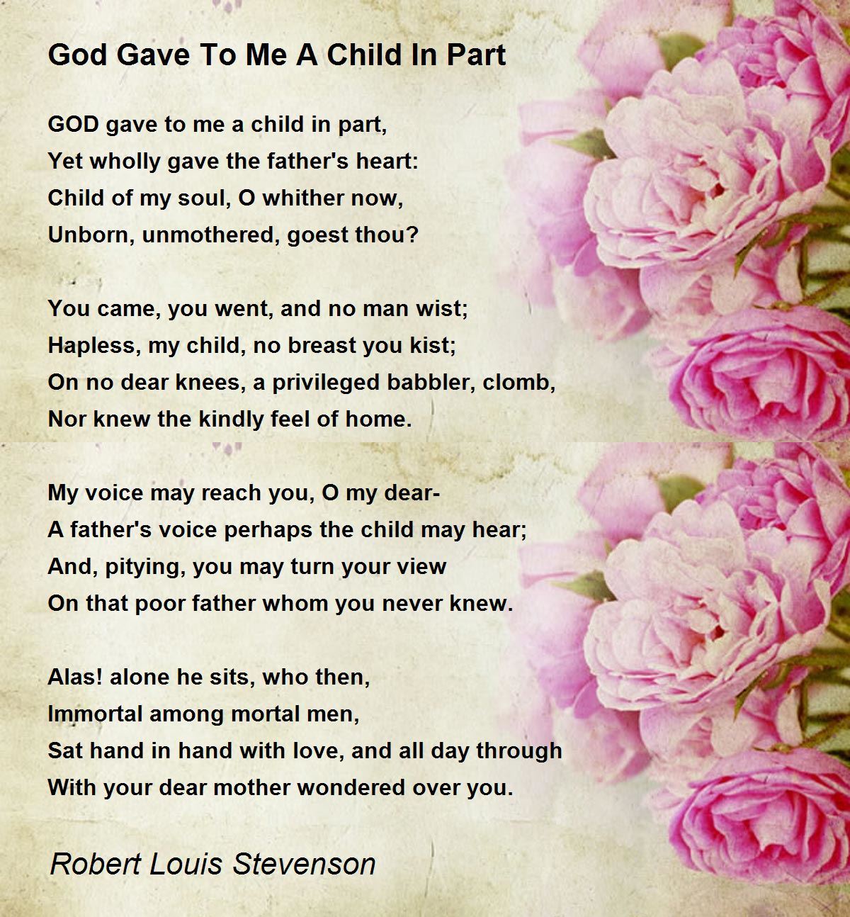 God Gave To Me A Child In Part Poem By Robert Louis - 