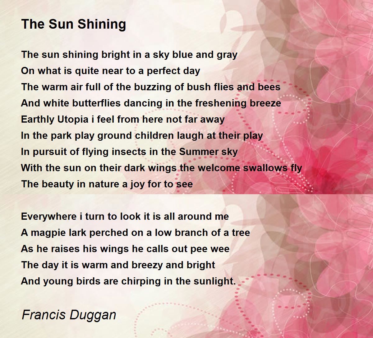 essay on the poem the morning sun is shining