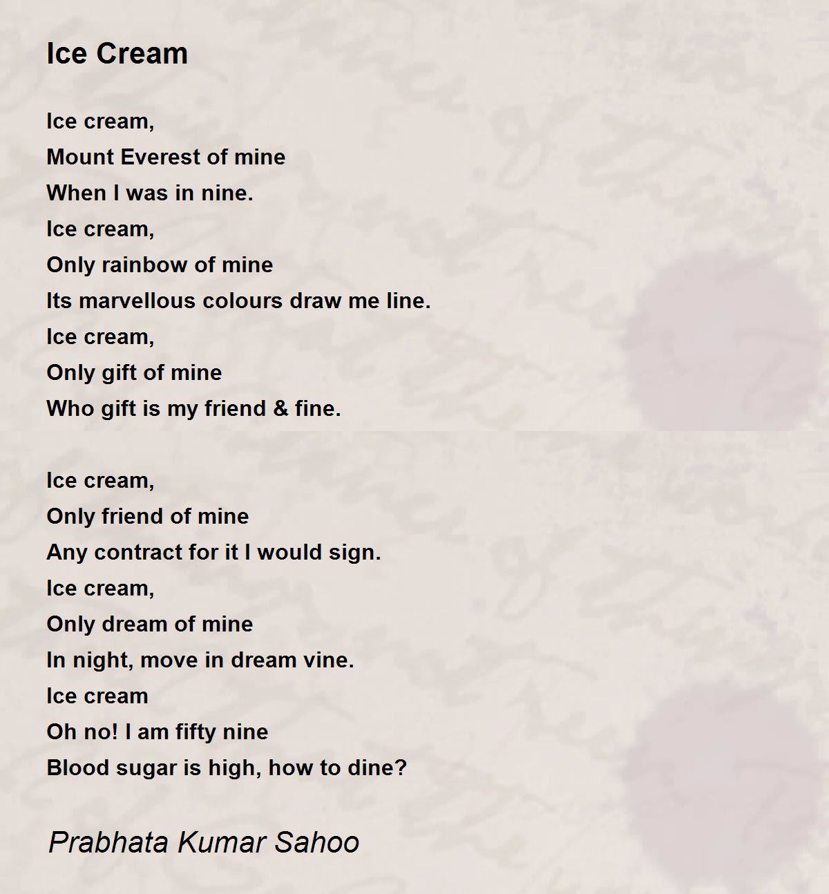 Ice Cream Ice Cream Poem by Prabhata Kumar Sahoo