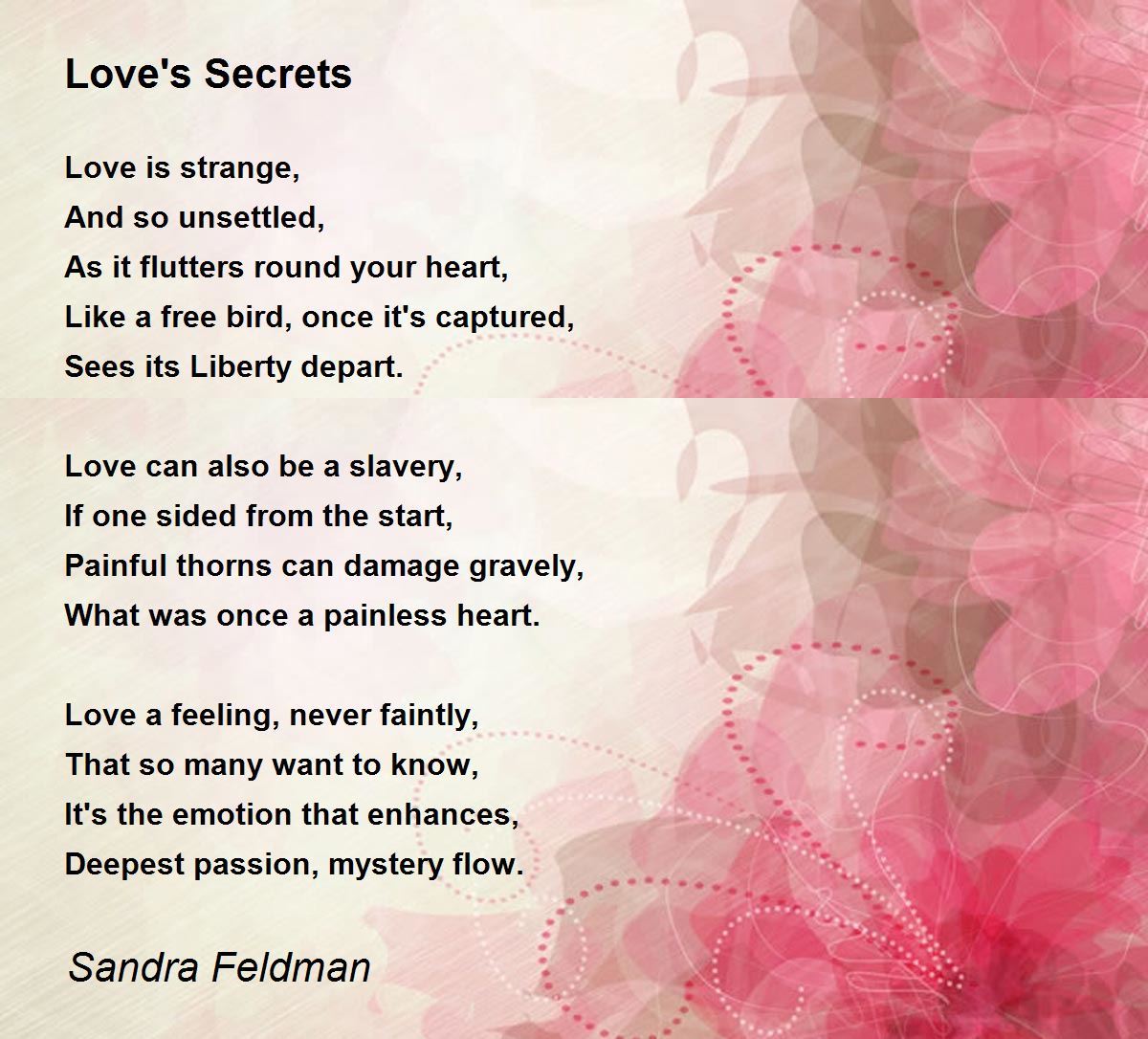 Love's Secrets Poem by Sandra Feldman Poem Hunter