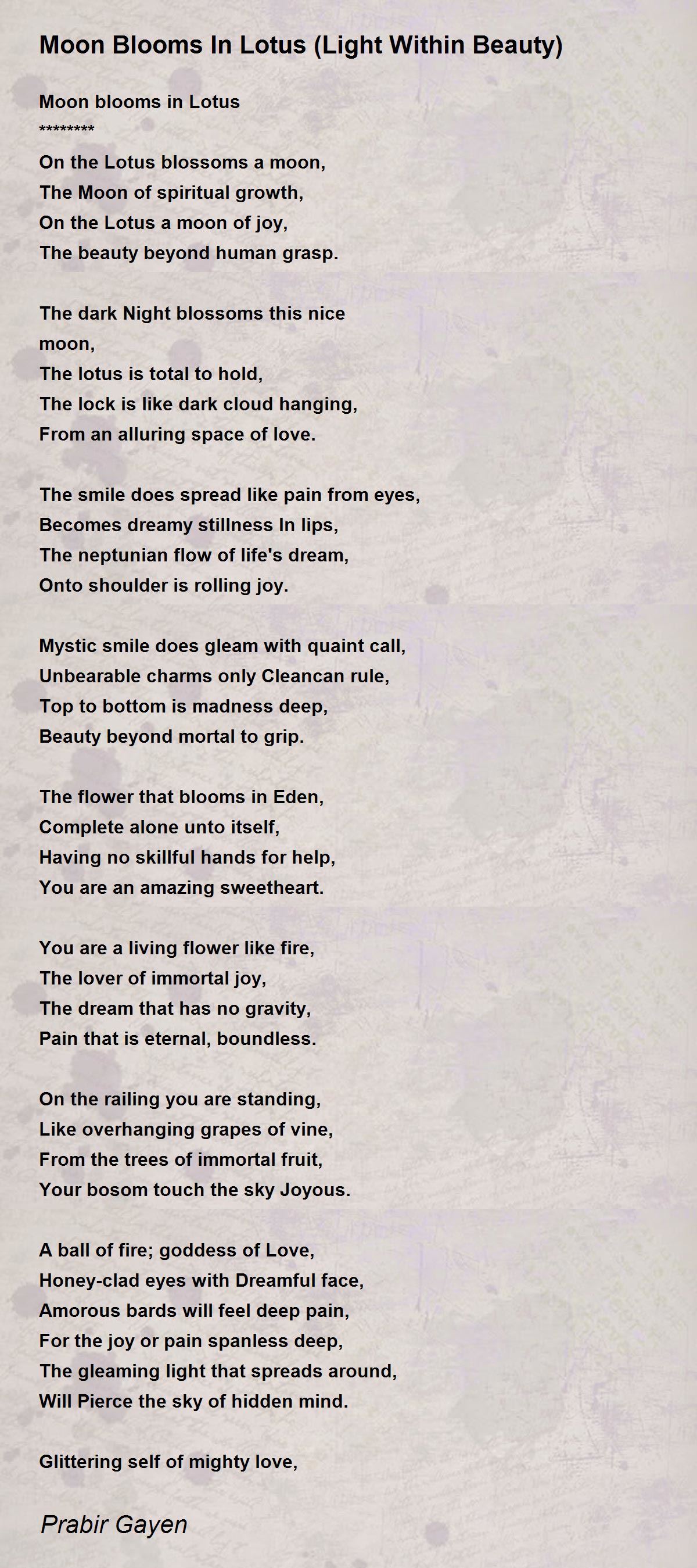 Moon Blooms In Lotus (Light Within Beauty) Moon Blooms In Lotus