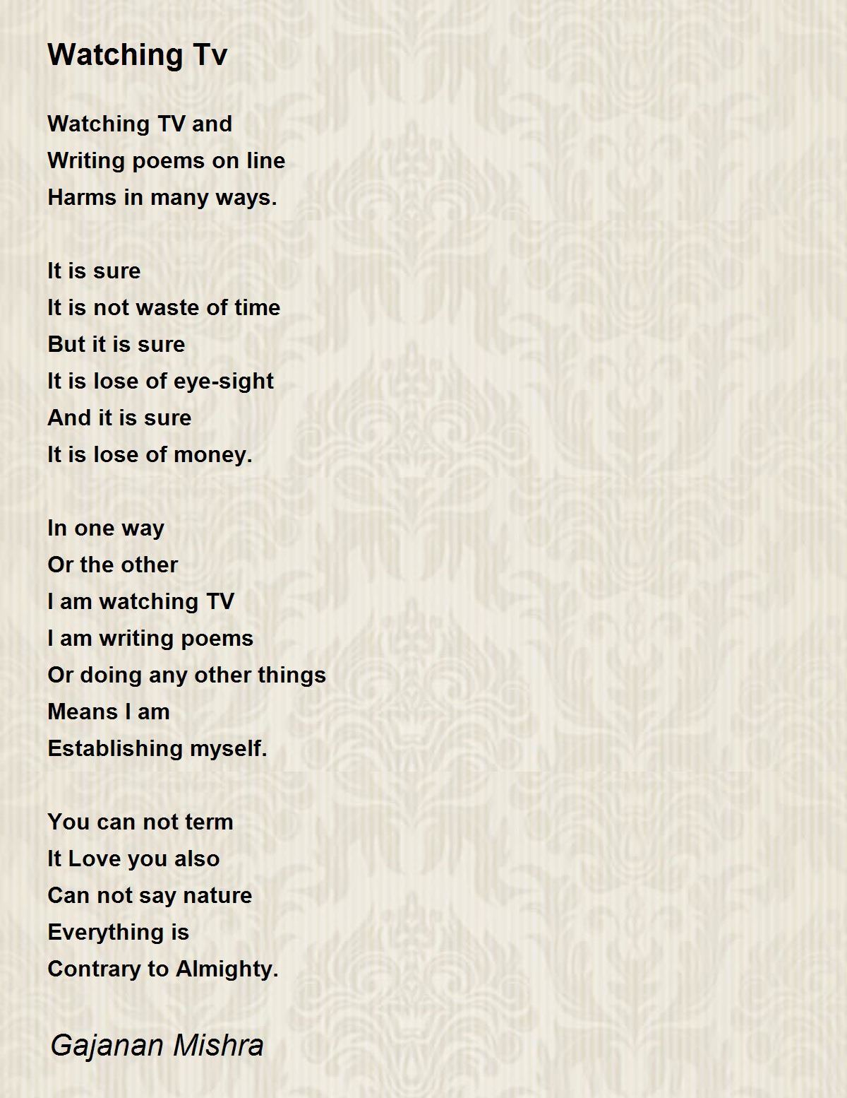 Watching Tv Poem by Gajanan Mishra Poem Hunter