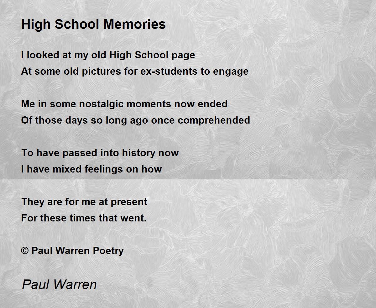 High School Memories Poem by Paul Warren - Poem Hunter
