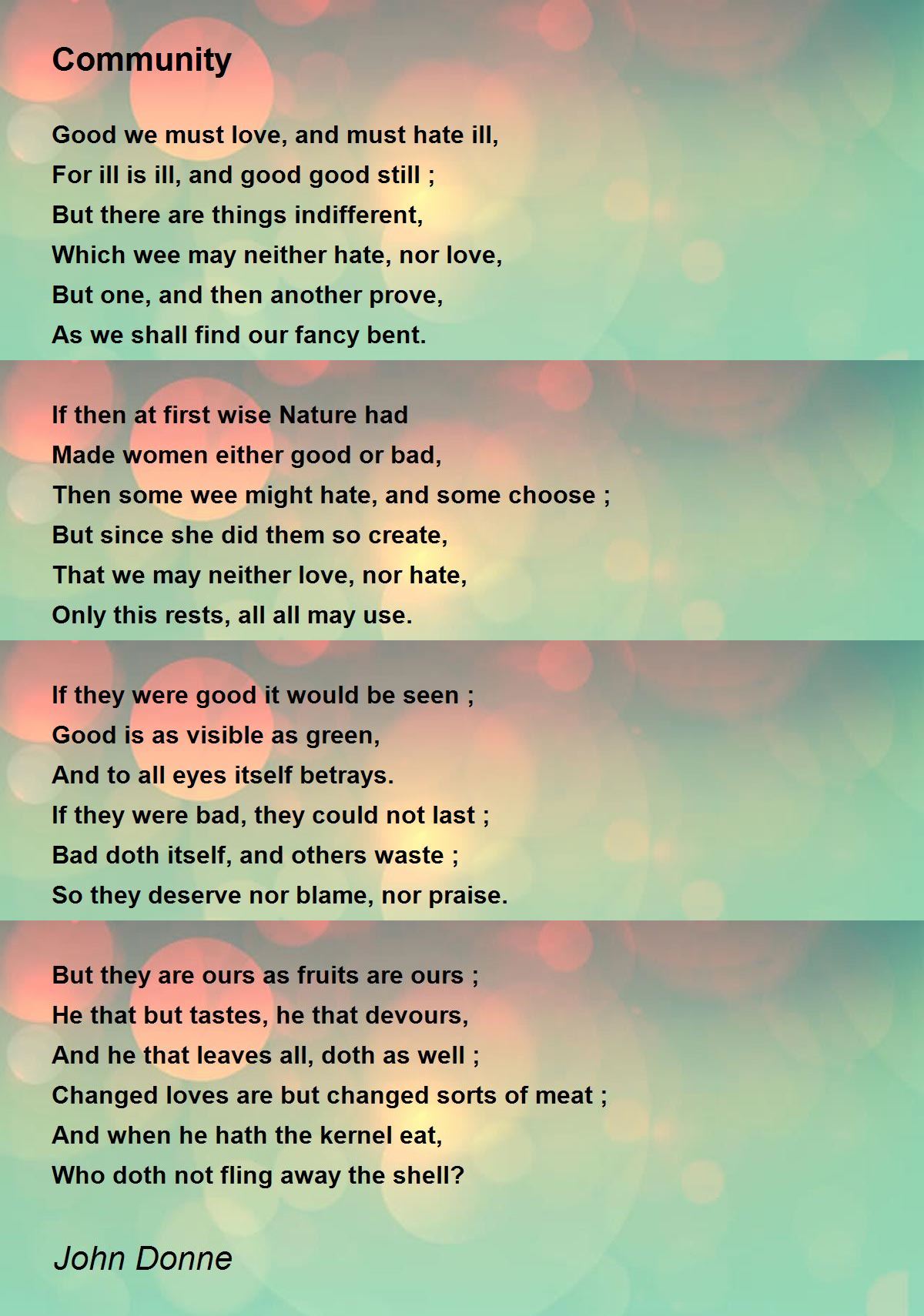 Community Poem by John Donne - Poem Hunter Comments