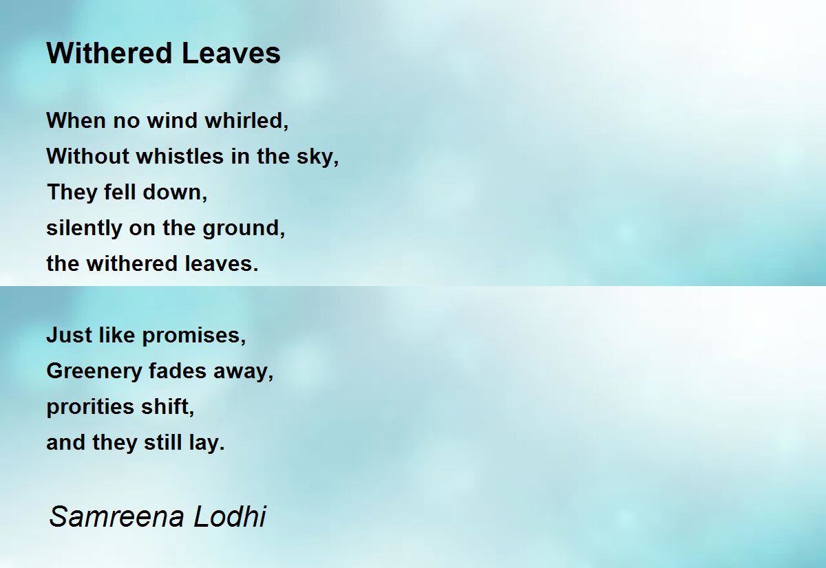 Withered Leaves Withered Leaves Poem by Samreena Lodhi