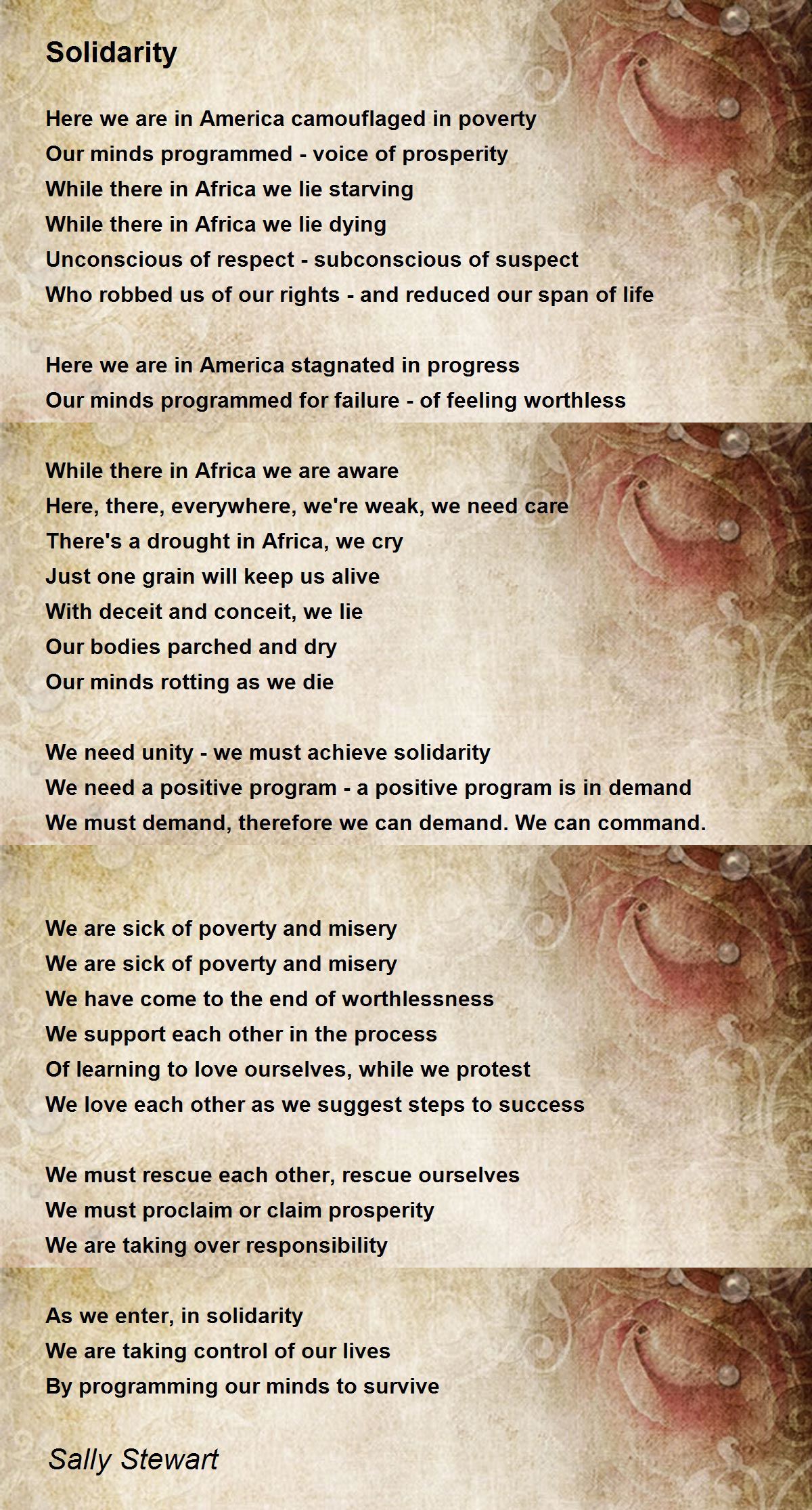 Solidarity Poem by Sally Stewart - Poem Hunter