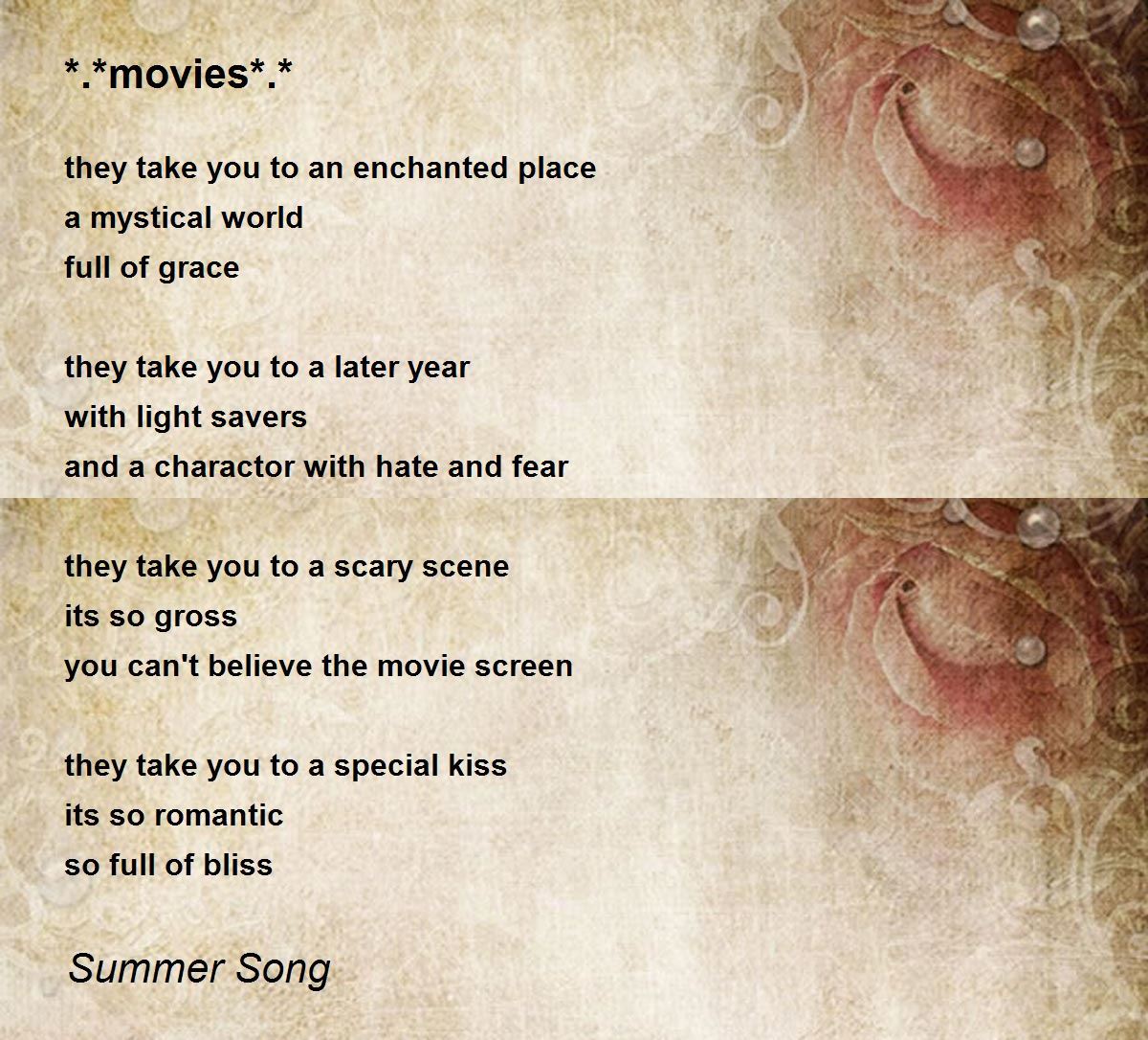 *.*movies*.* Poem by Summer Song Poem Hunter