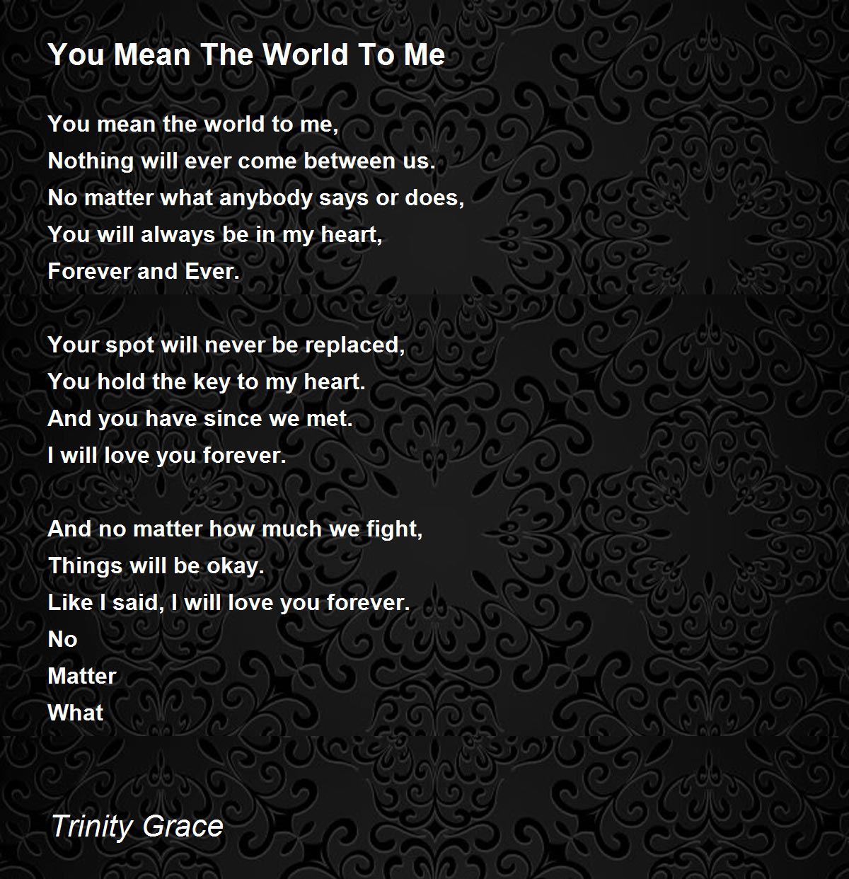 Me poem mean world to you You Mean