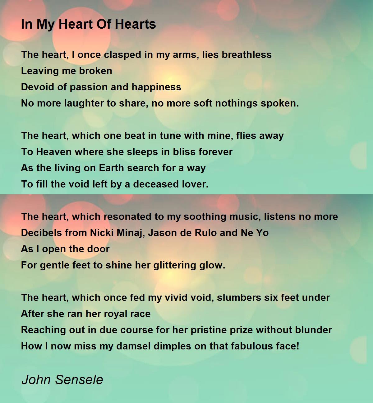 In My Heart Of Hearts by John Sensele In My Heart Of Hearts Poem
