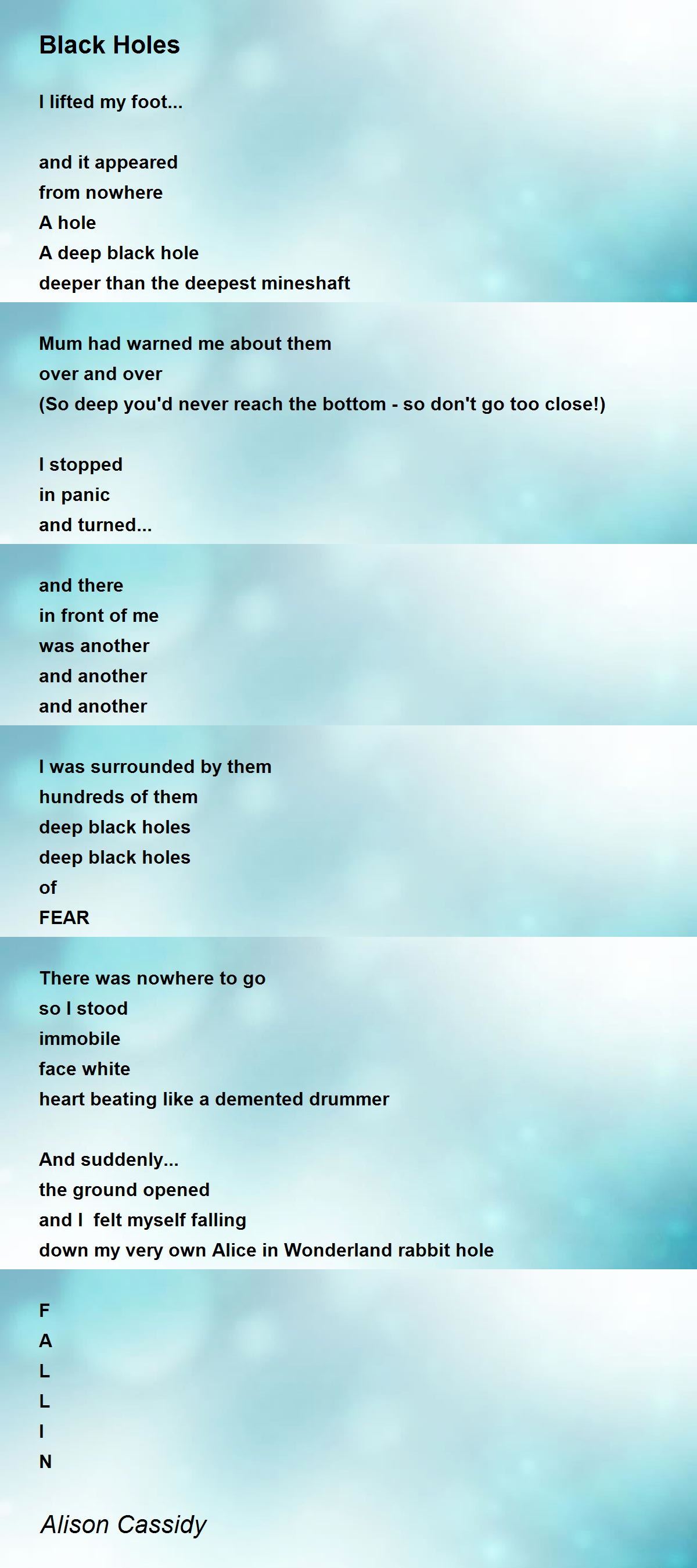 Black Holes Black Holes Poem by Alison Cassidy