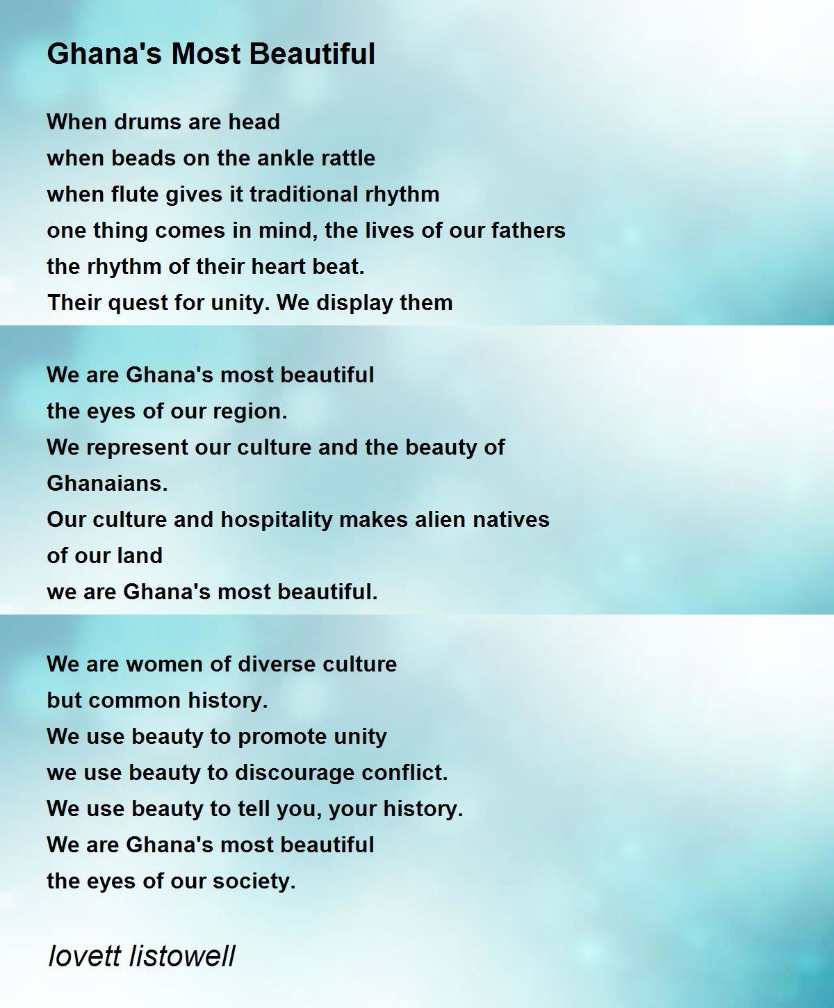 Ghana's Most Beautiful Poem by lovett listowell - Poem Hunter