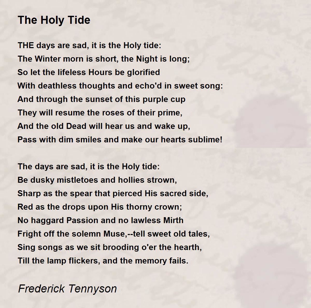 The Holy Tide The Holy Tide Poem by Frederick Tennyson