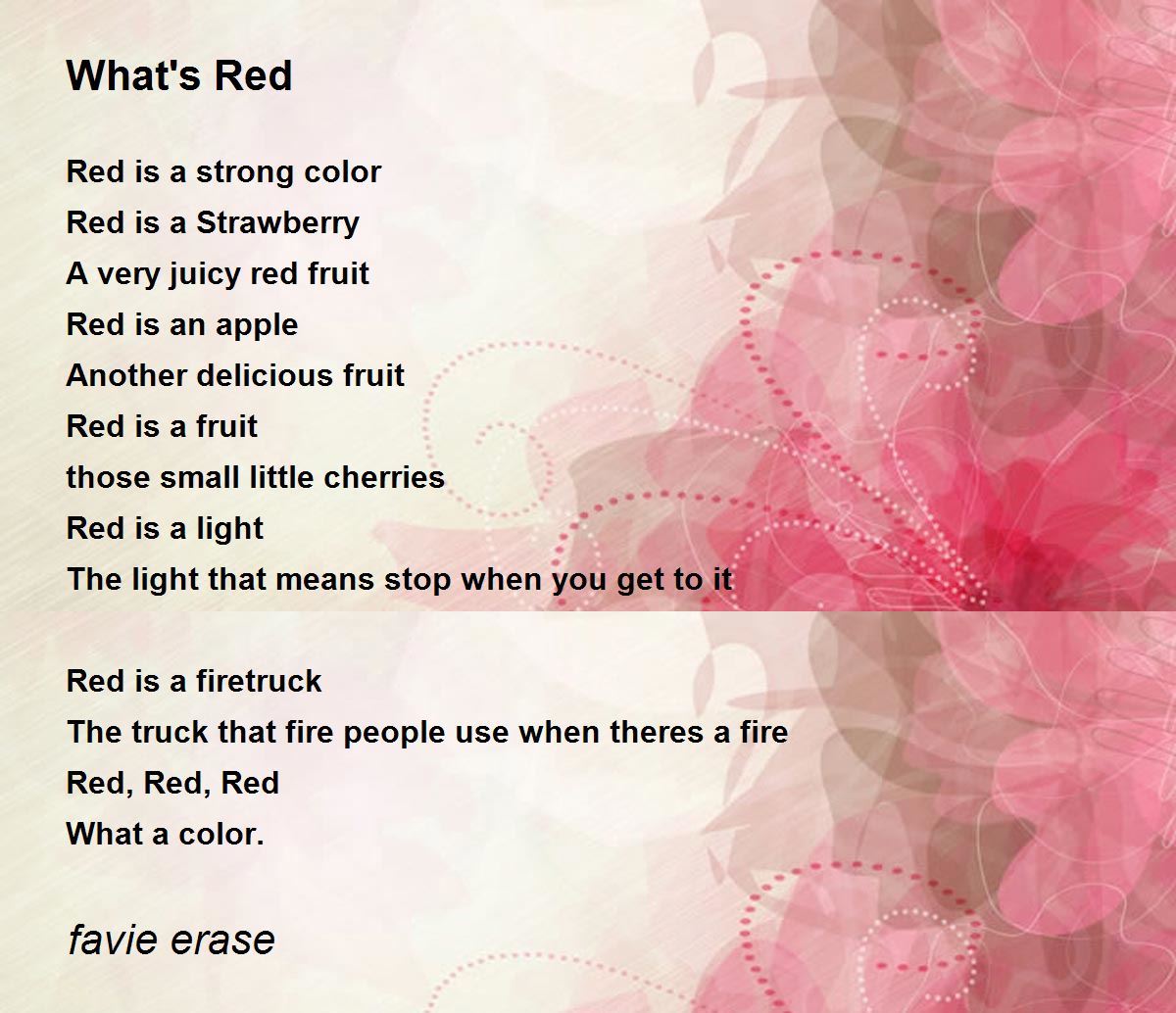 What's Red What's Red Poem by favie erase