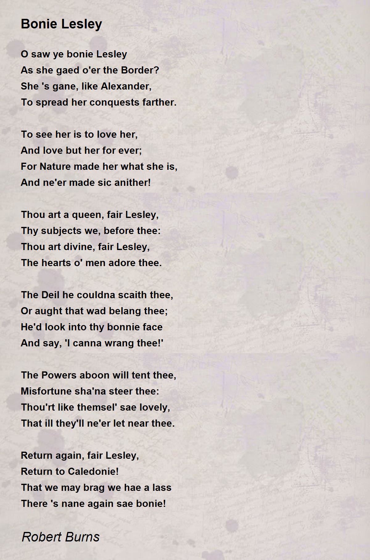 Bonie Lesley Bonie Lesley Poem by Robert Burns