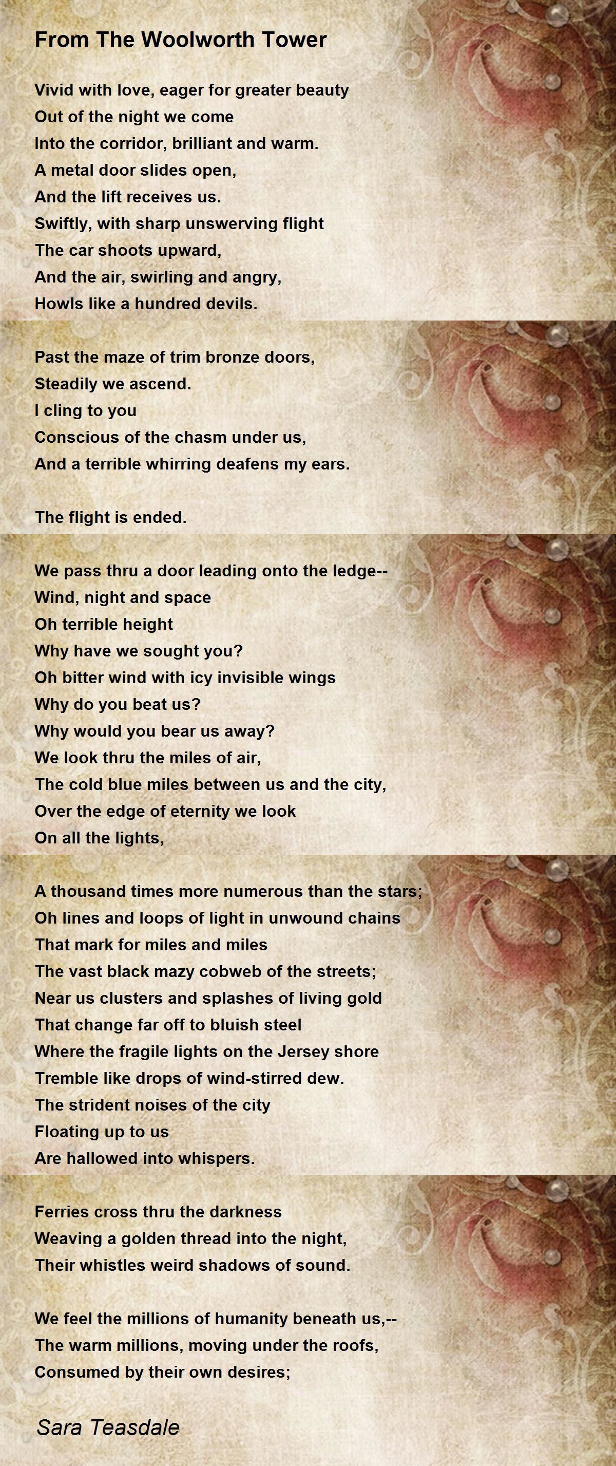 From The Woolworth Tower - From The Woolworth Tower Poem by Sara Teasdale