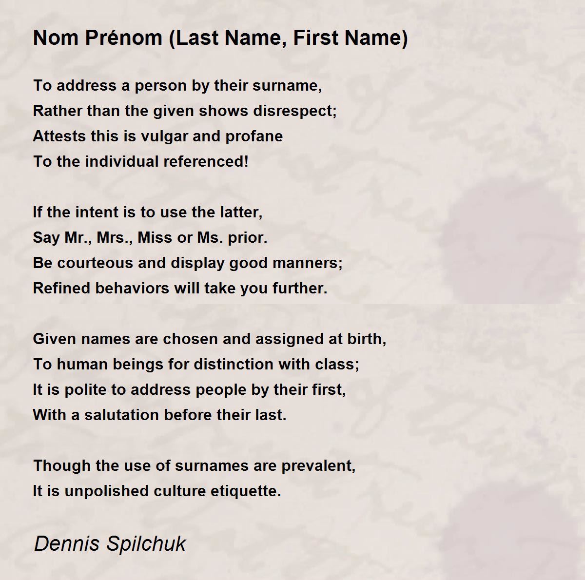 Nom Prénom (Last Name, First Name) - Nom Prénom (Last Name, First Name ...