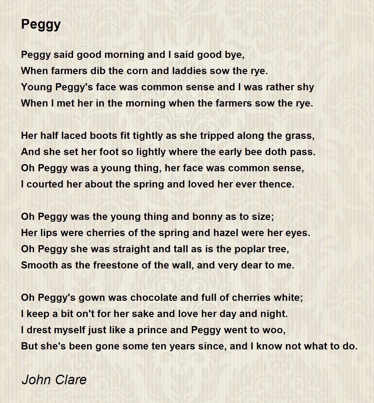 Peggy Poem by John Clare Poem Hunter