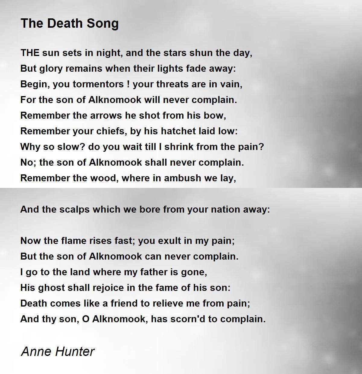 The Death Song The Death Song Poem by Anne Hunter