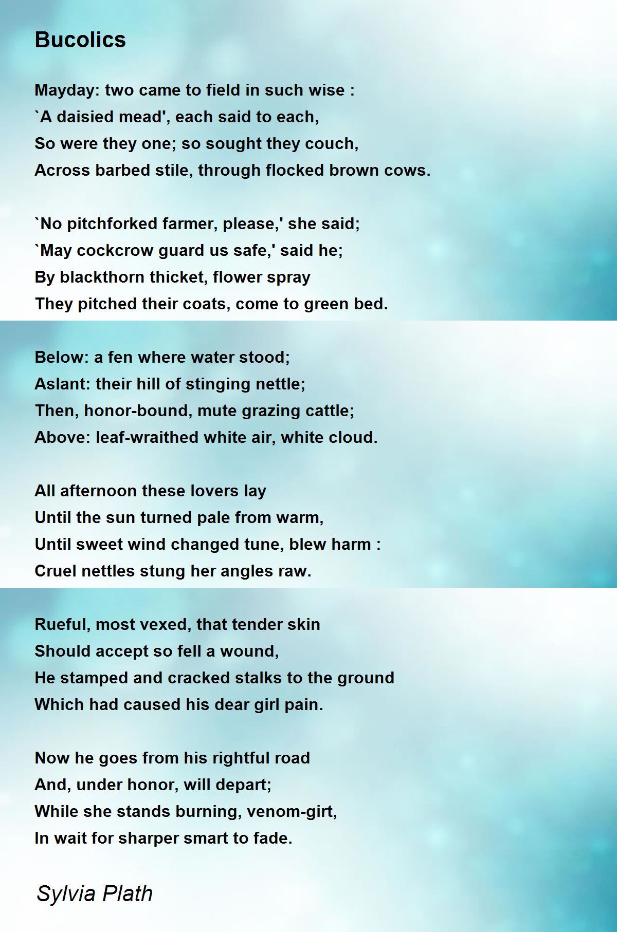 Bucolics Bucolics Poem by Sylvia Plath