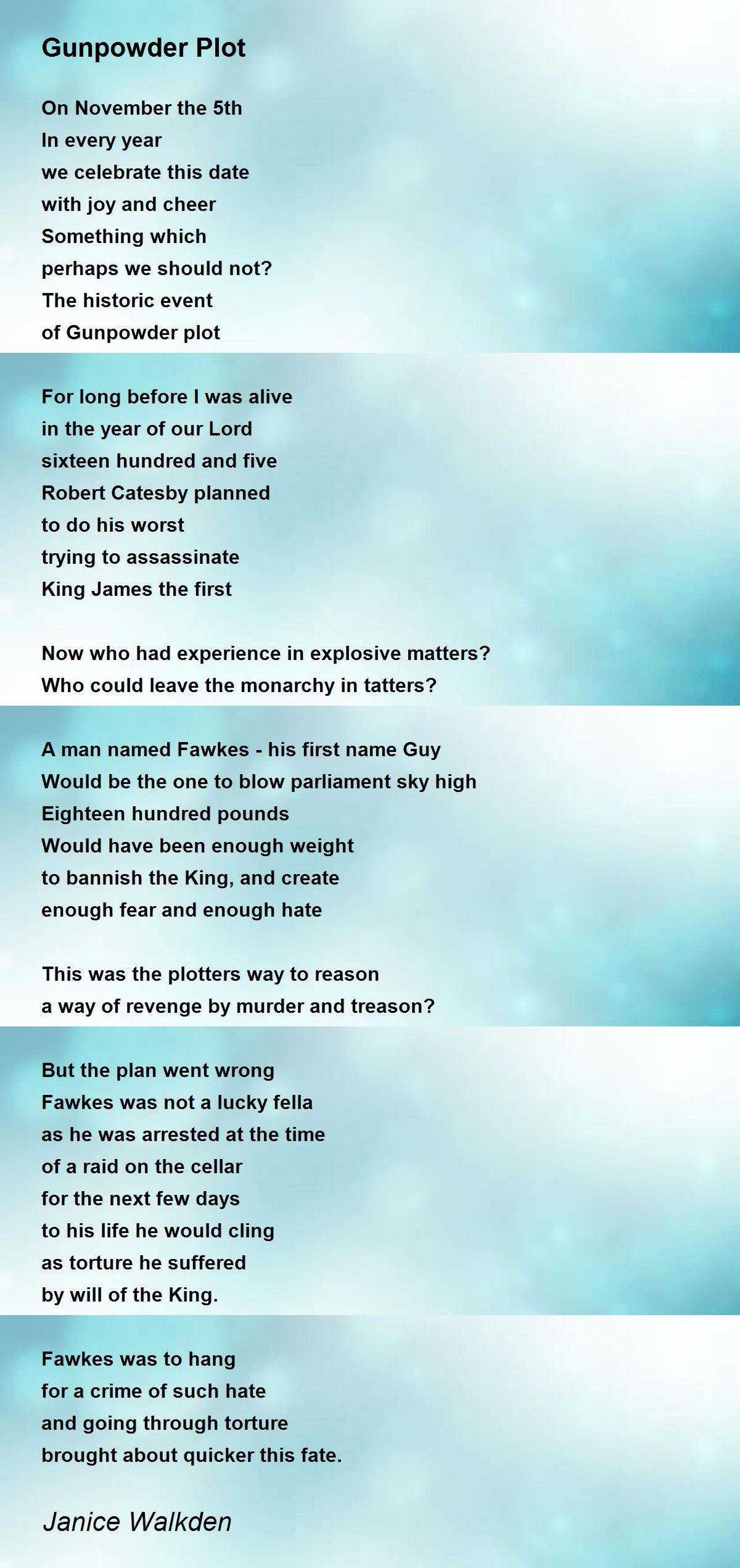 Gunpowder Plot Gunpowder Plot Poem by Janice Walkden