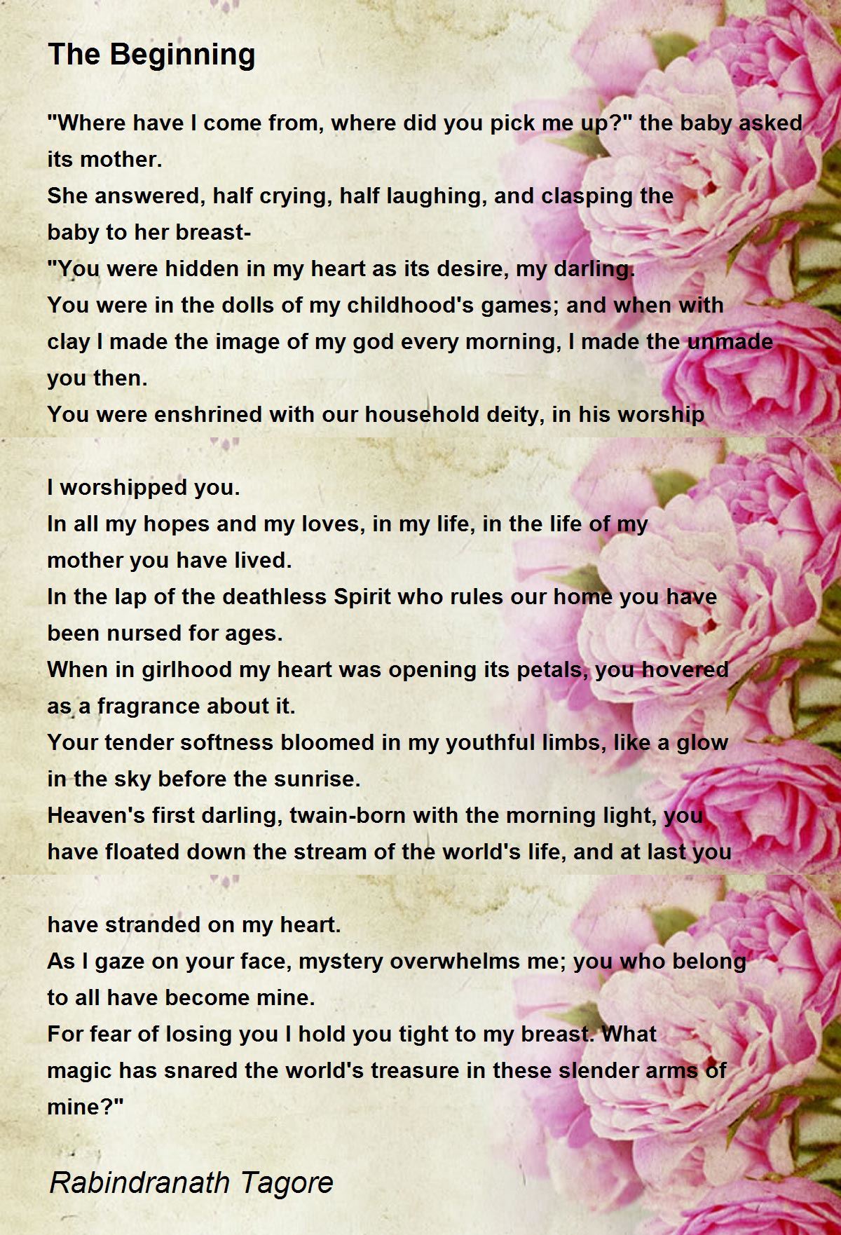 The Beginning Poem by Rabindranath Tagore - Poem Hunter